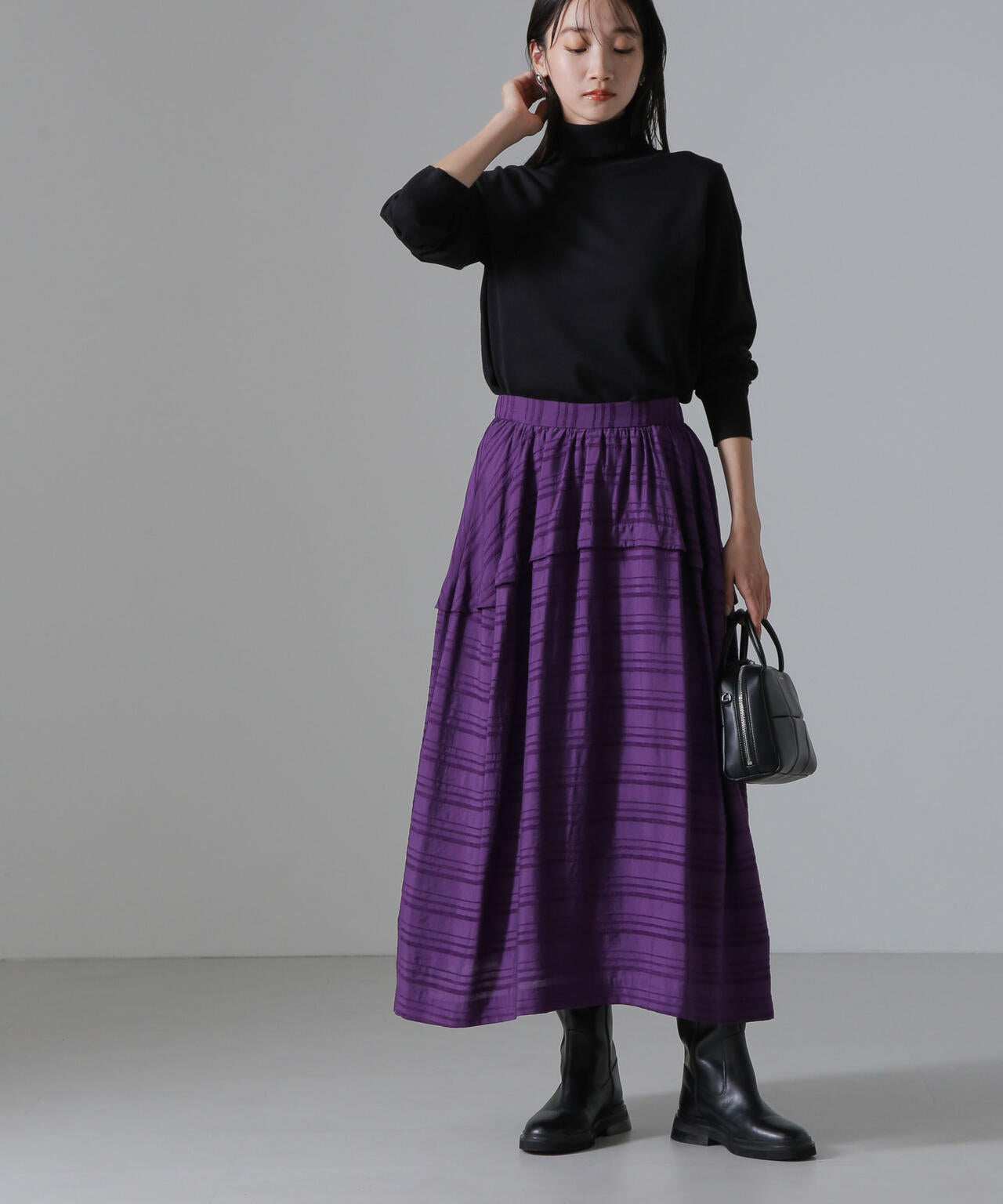 天竺タートルニットトップス 6734222347