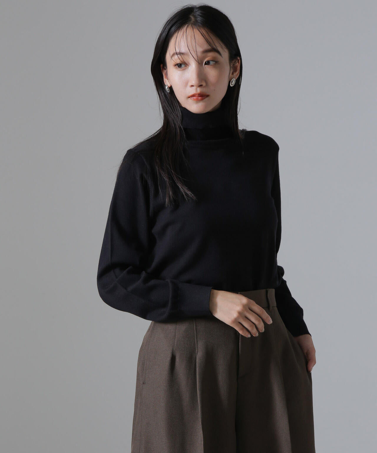 天竺タートルニットトップス 6734222347