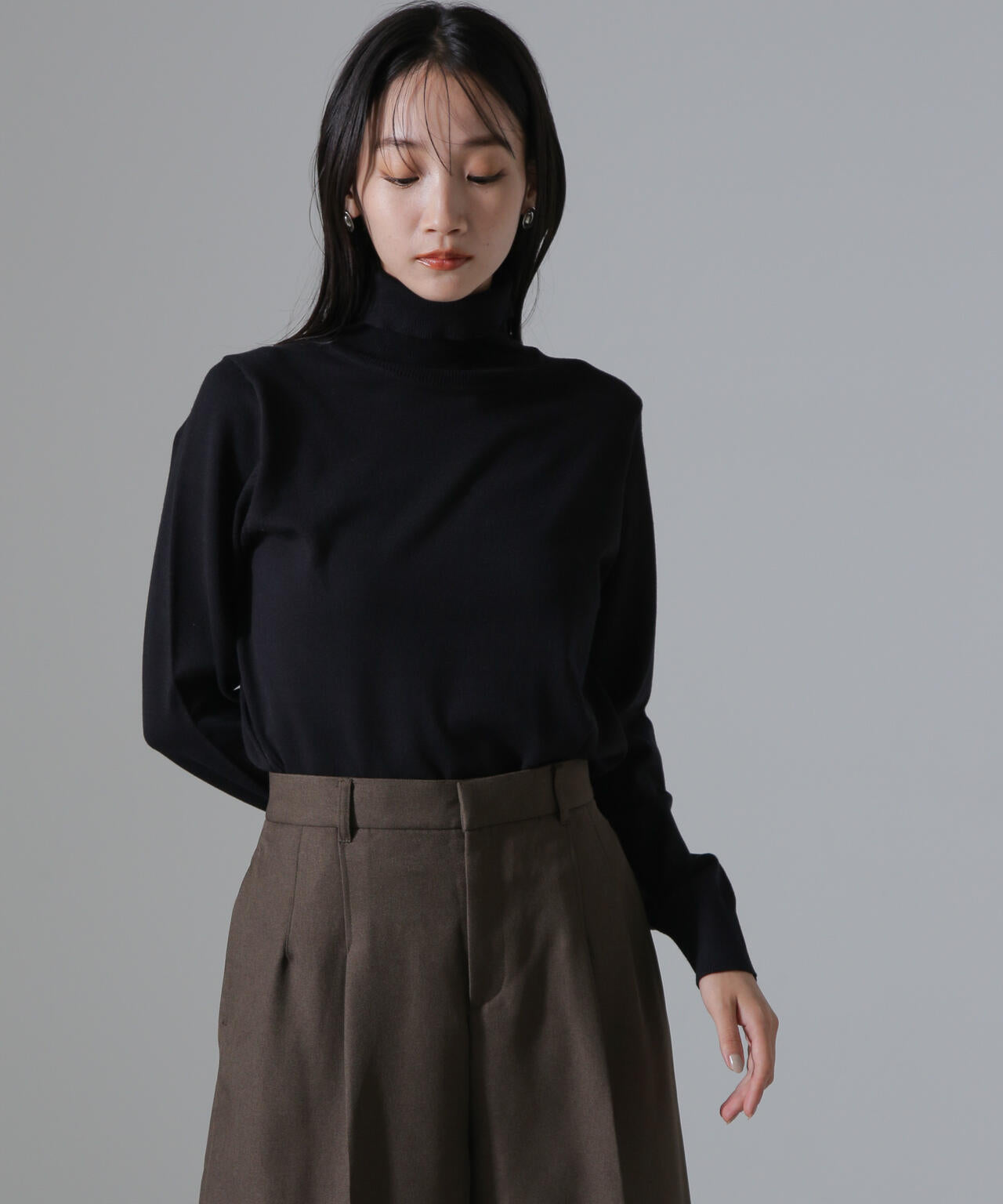 天竺タートルニットトップス 6734222347