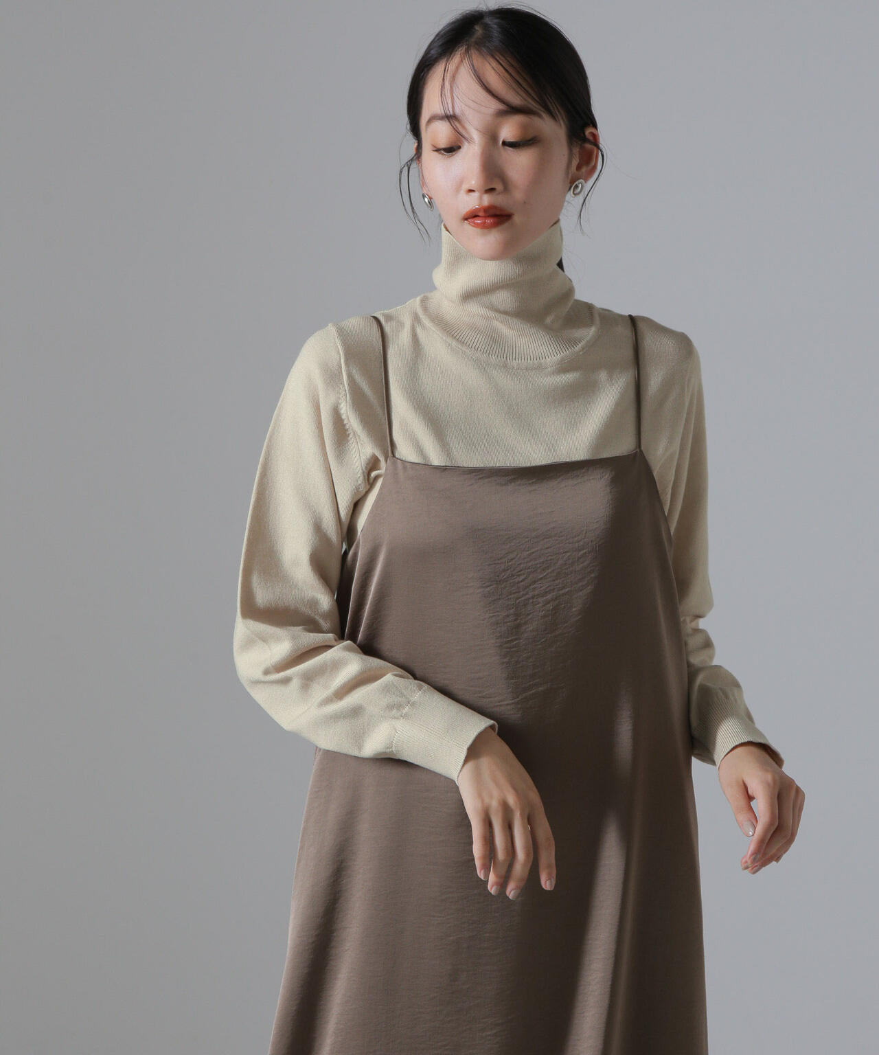 天竺タートルニットトップス 6734222347