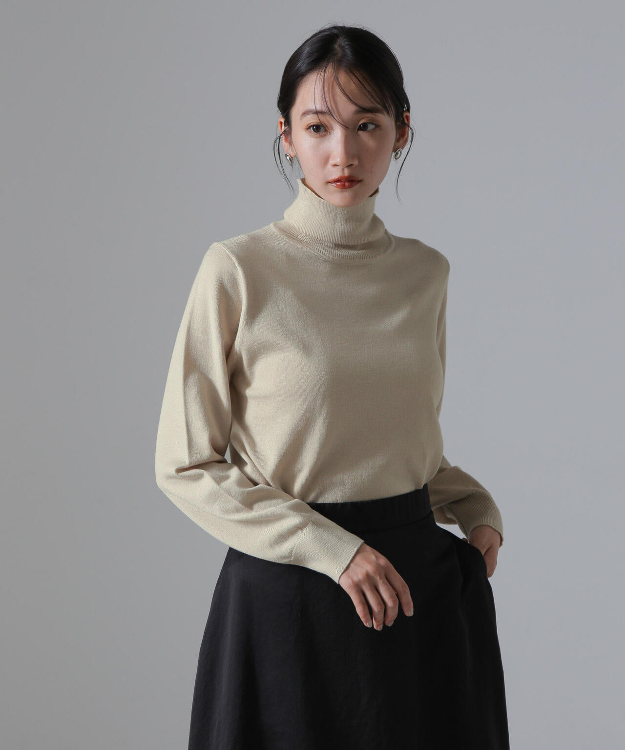 天竺タートルニットトップス 6734222347