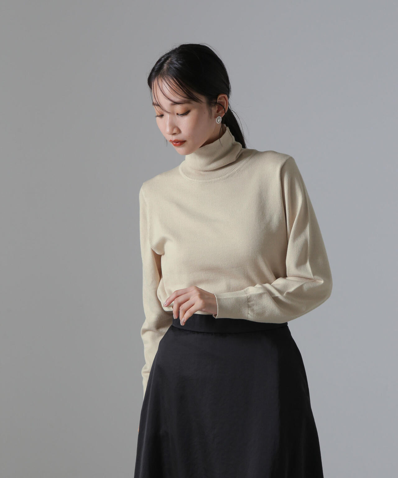 天竺タートルニットトップス 6734222347