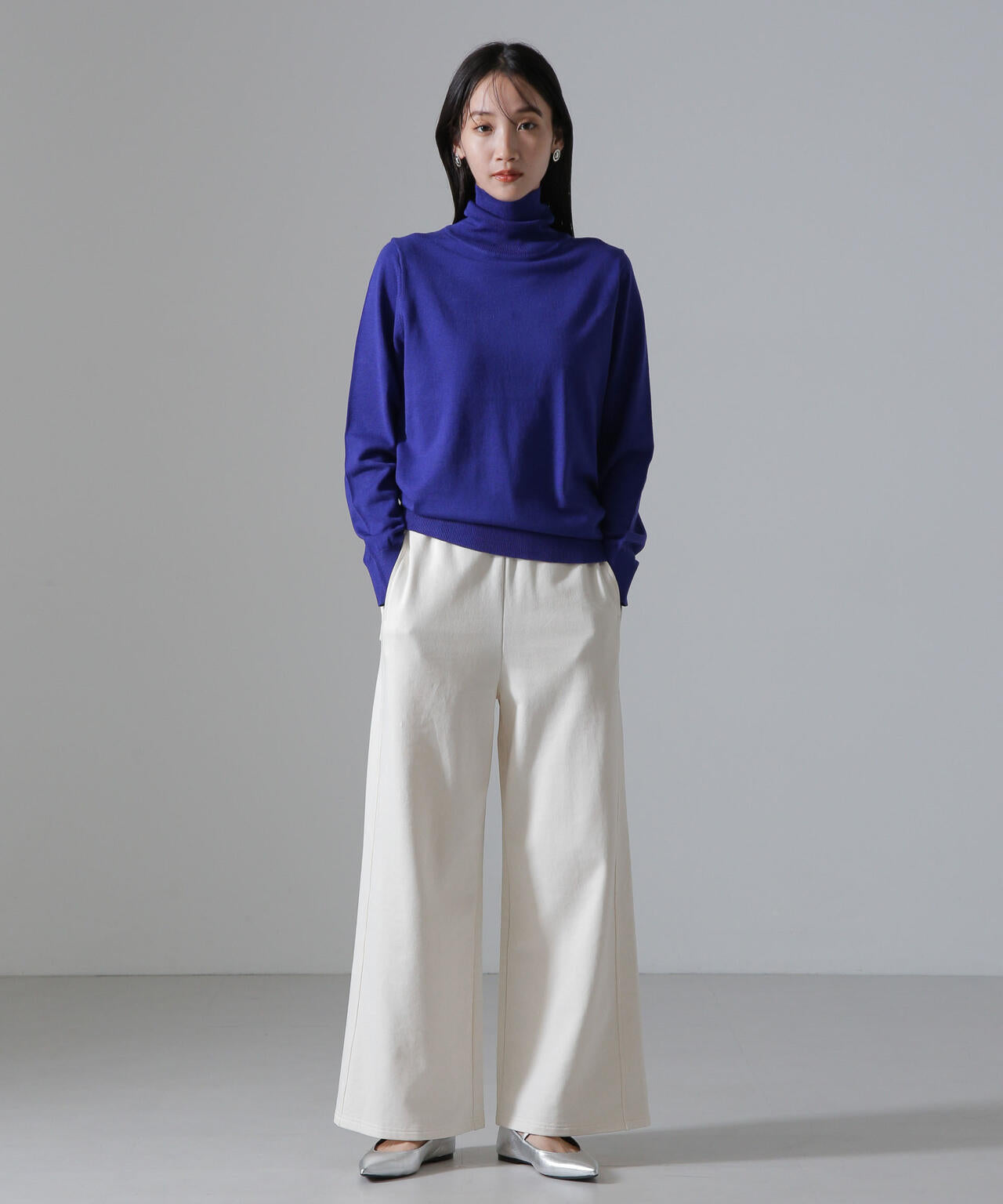 天竺タートルニットトップス 6734222347