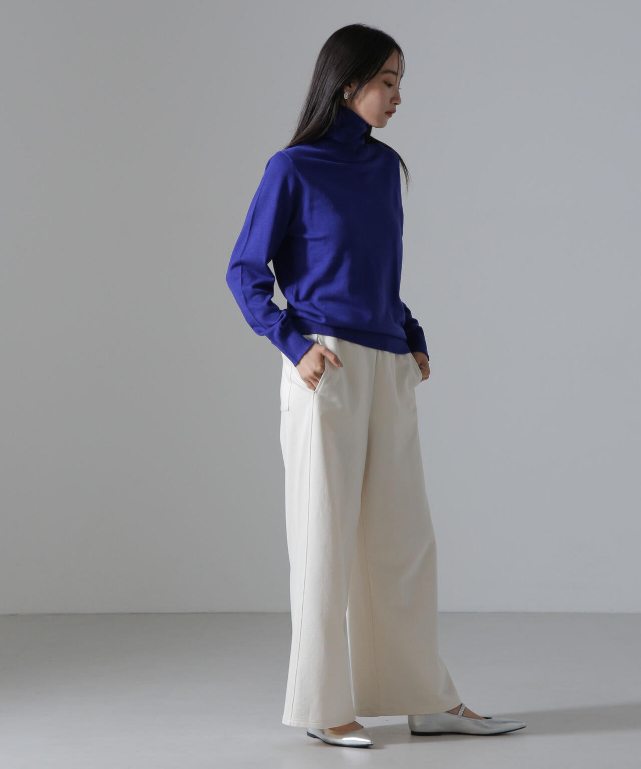 天竺タートルニットトップス 6734222347