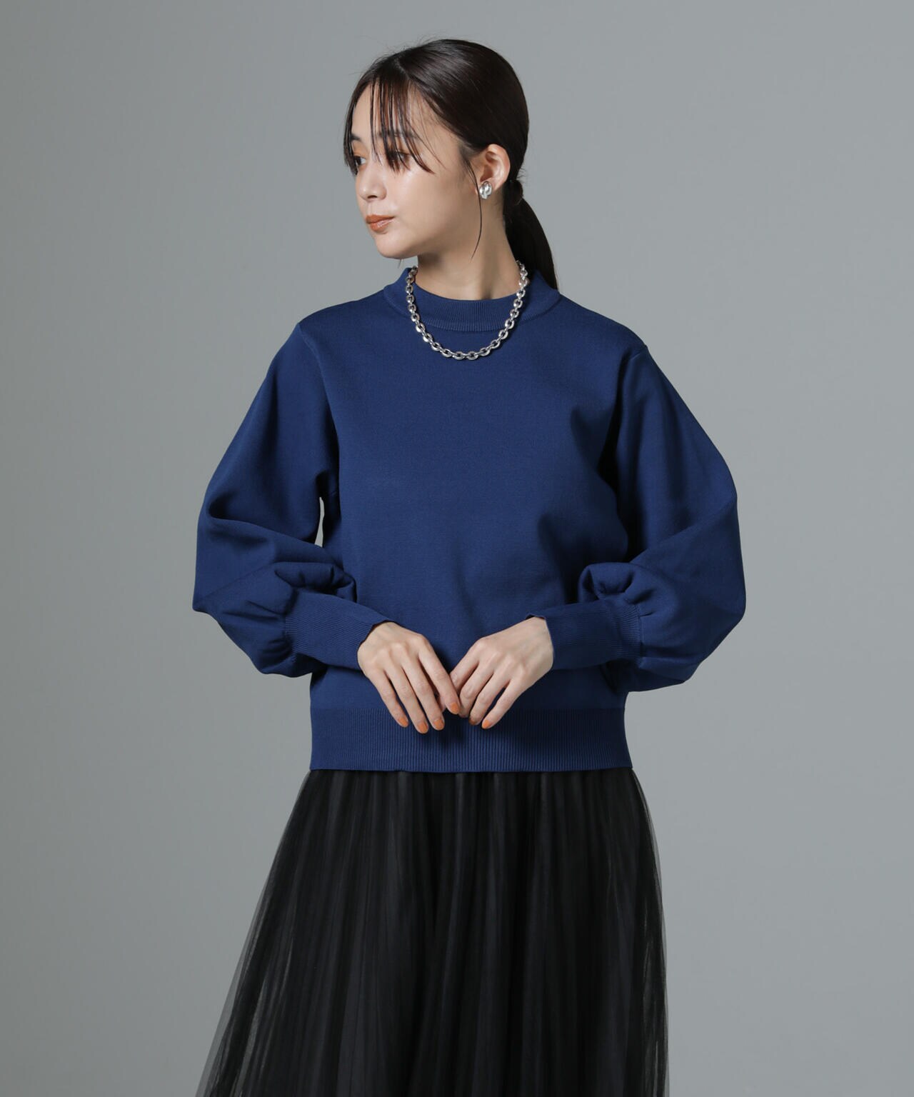 総針ニットクルーネックトップス(セットアップ可) 6734222362