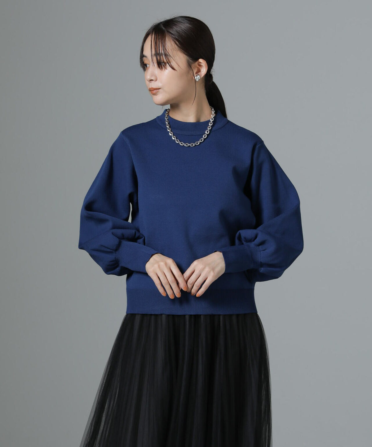 総針ニットクルーネックトップス(セットアップ可) 6734222362