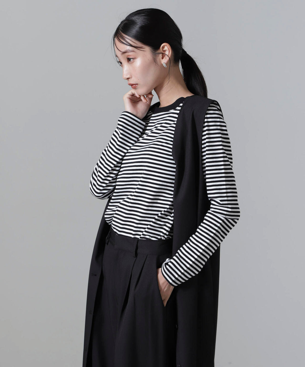 ボーダーロングスリーブTシャツ 6734223306