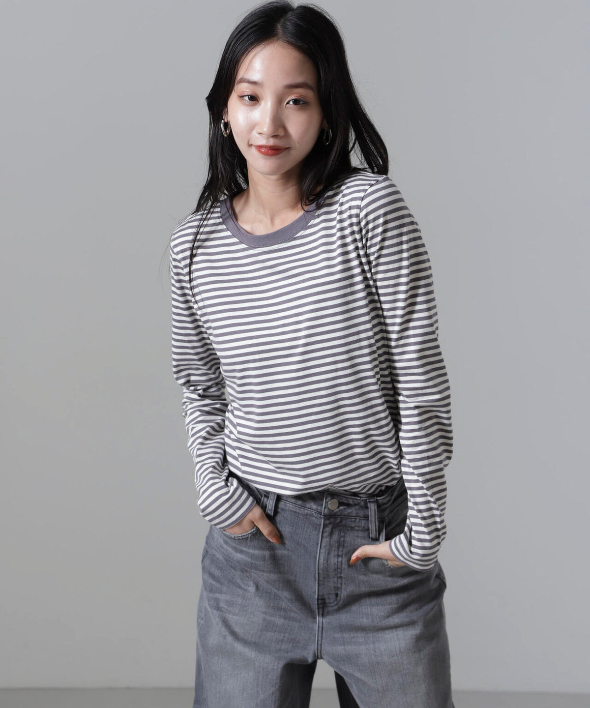 ボーダーロングスリーブTシャツ 6734223306