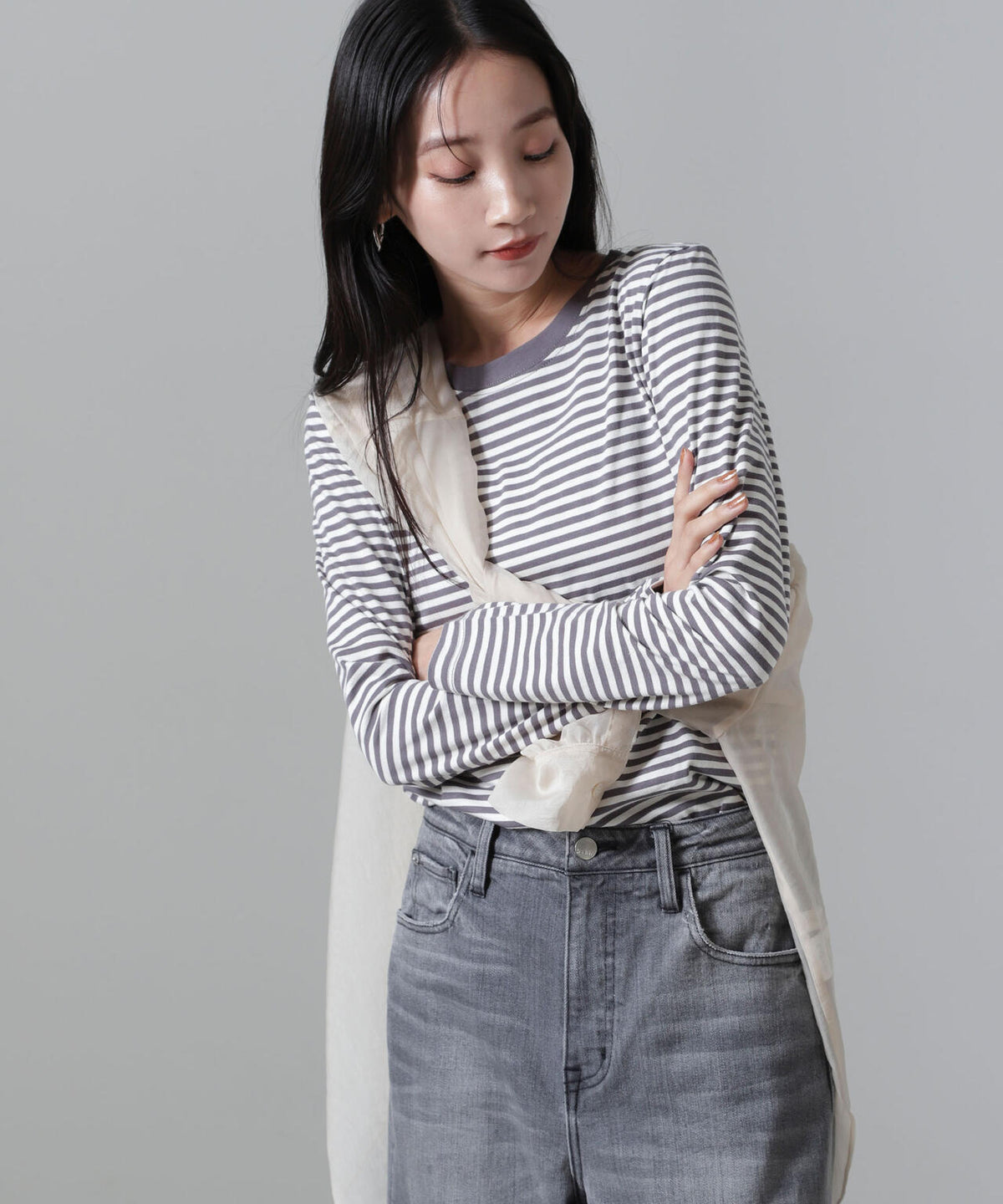 ボーダーロングスリーブTシャツ 6734223306