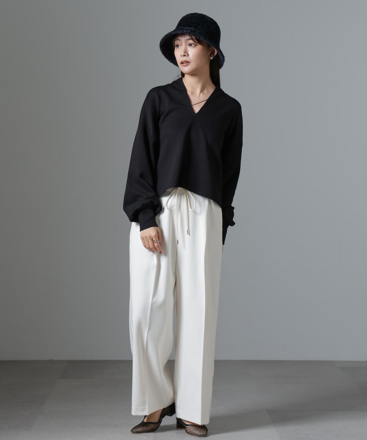 裏起毛ダンボールカットキーネックトップス(セットアップ可) 6734223325