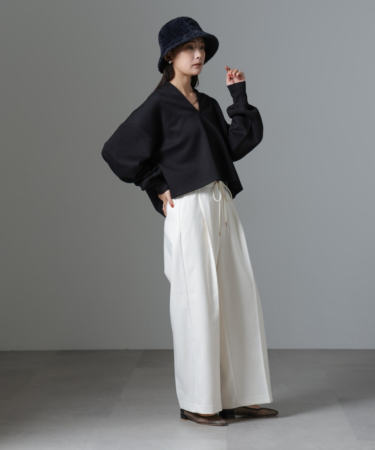 裏起毛ダンボールカットキーネックトップス(セットアップ可) 6734223325