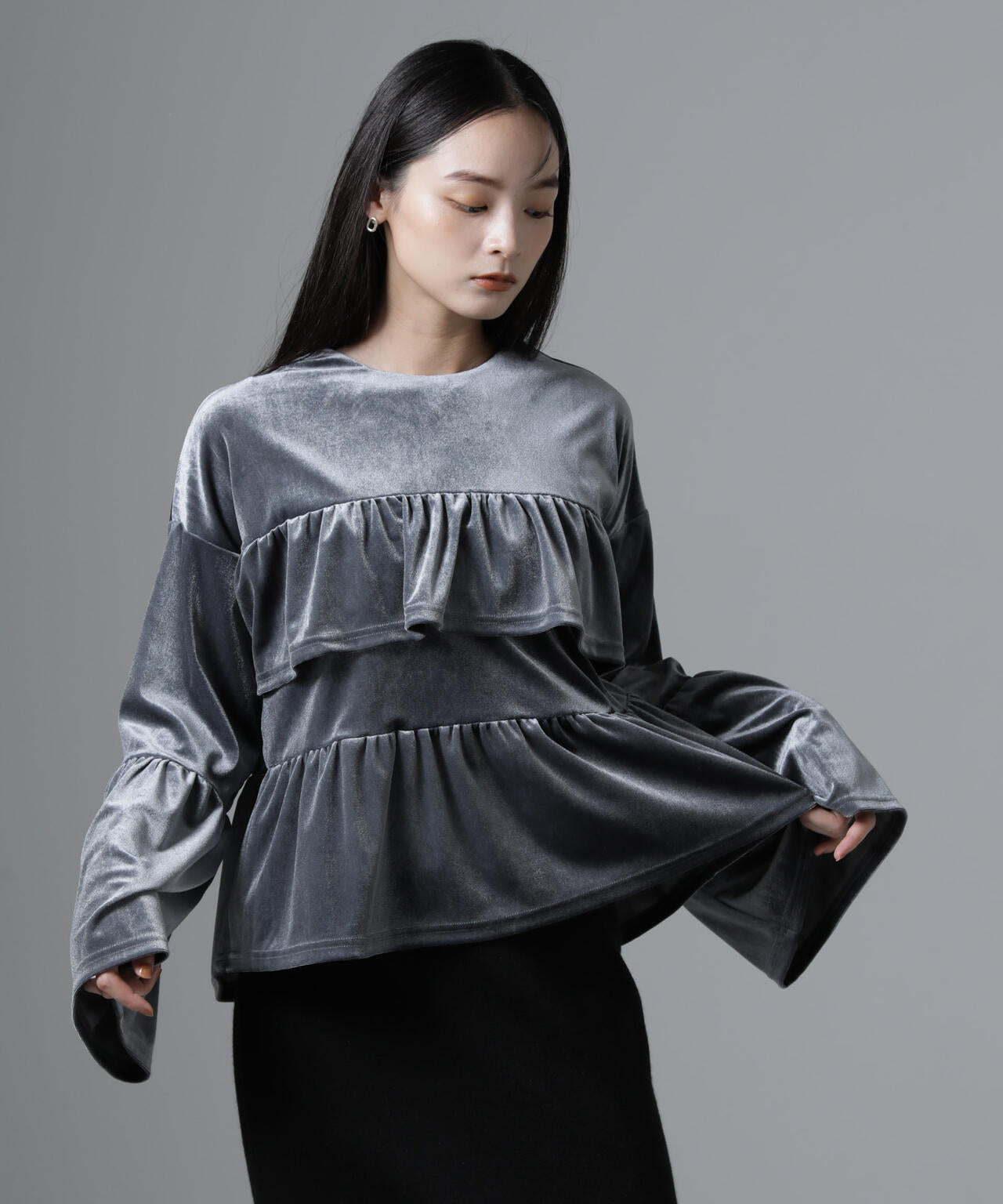 ベロアフリルカットブラウス 6734223326