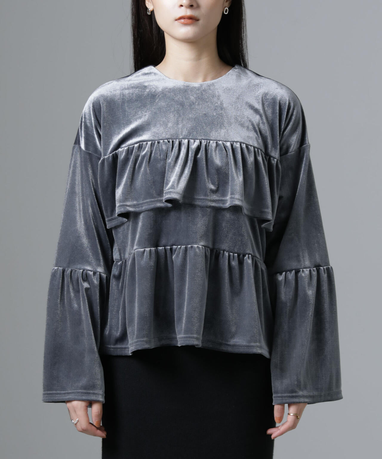 ベロアフリルカットブラウス 6734223326