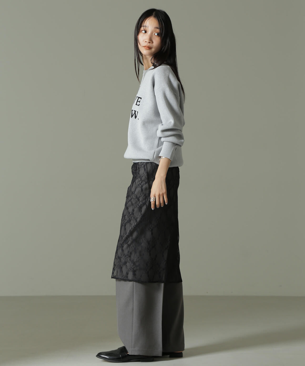 ウールライクタックワイドパンツ 6734227325