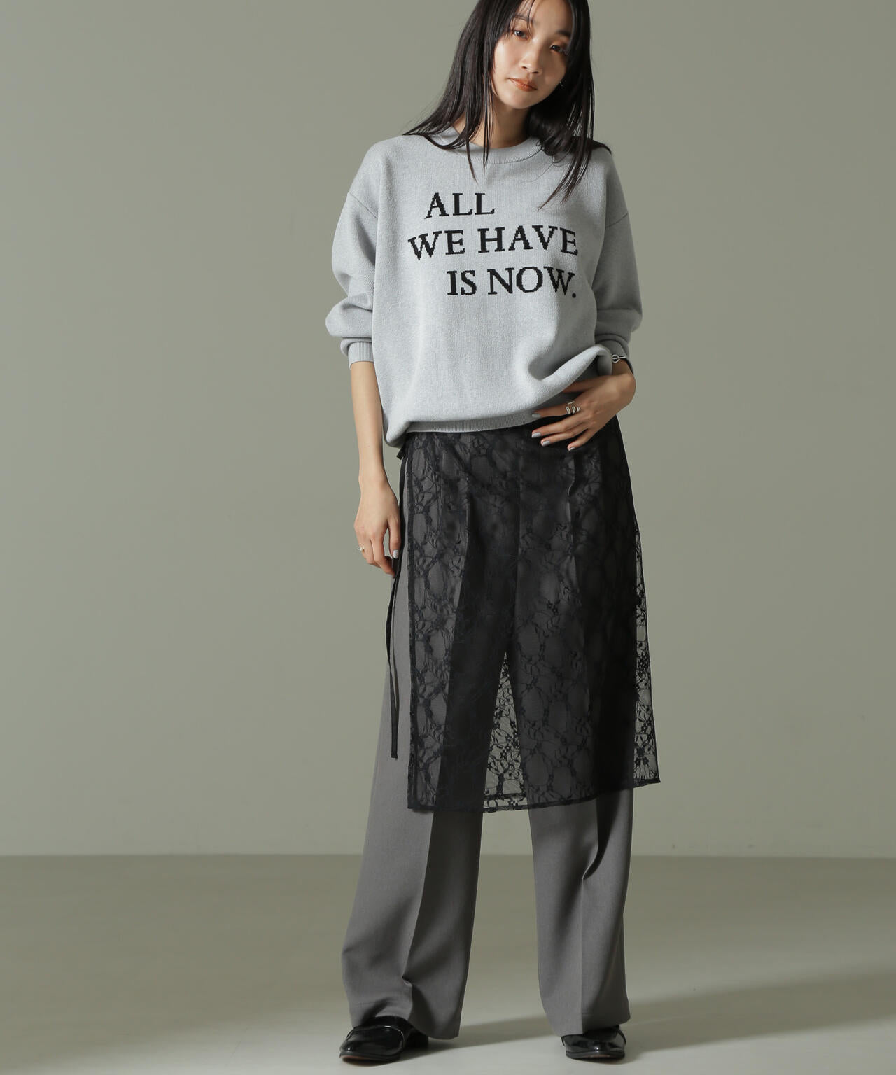 ウールライクタックワイドパンツ 6734227325