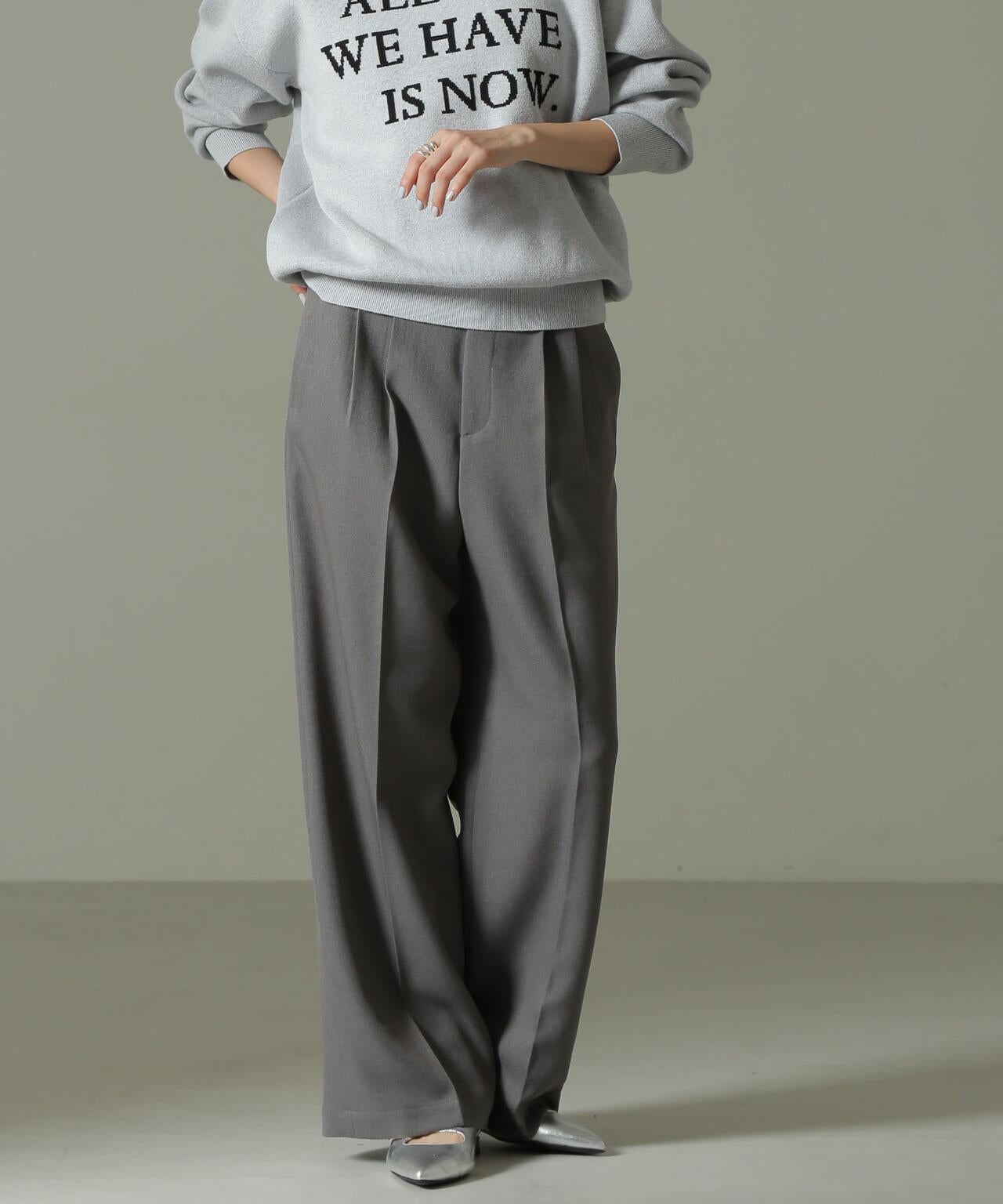 ウールライクタックワイドパンツ 6734227325