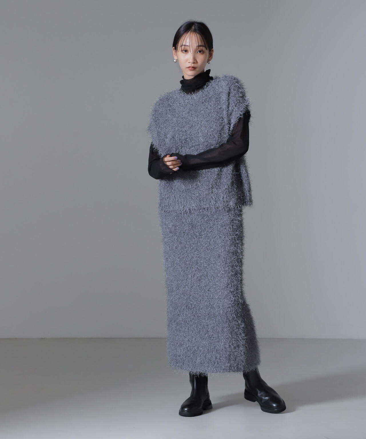 フェザーヤーンニットタイトスカート(セットアップ可) 6734230313