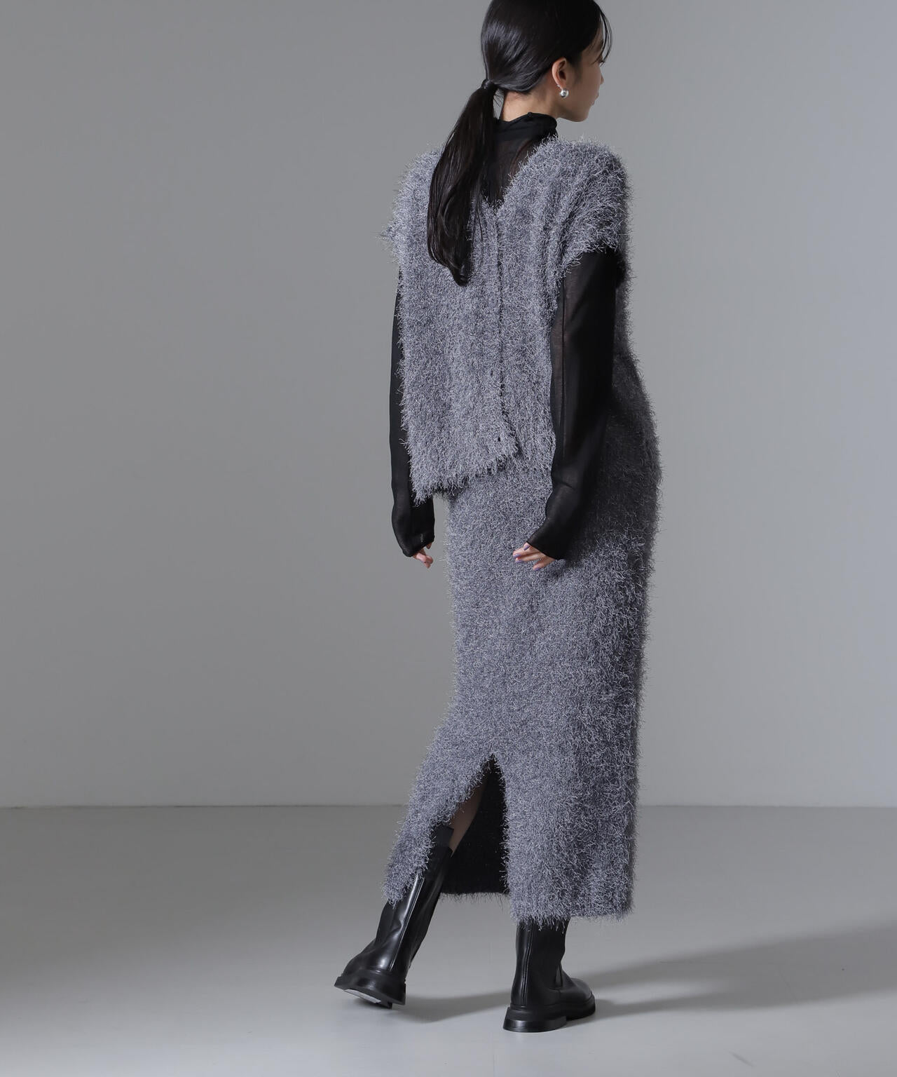 フェザーヤーンニットタイトスカート(セットアップ可) 6734230313