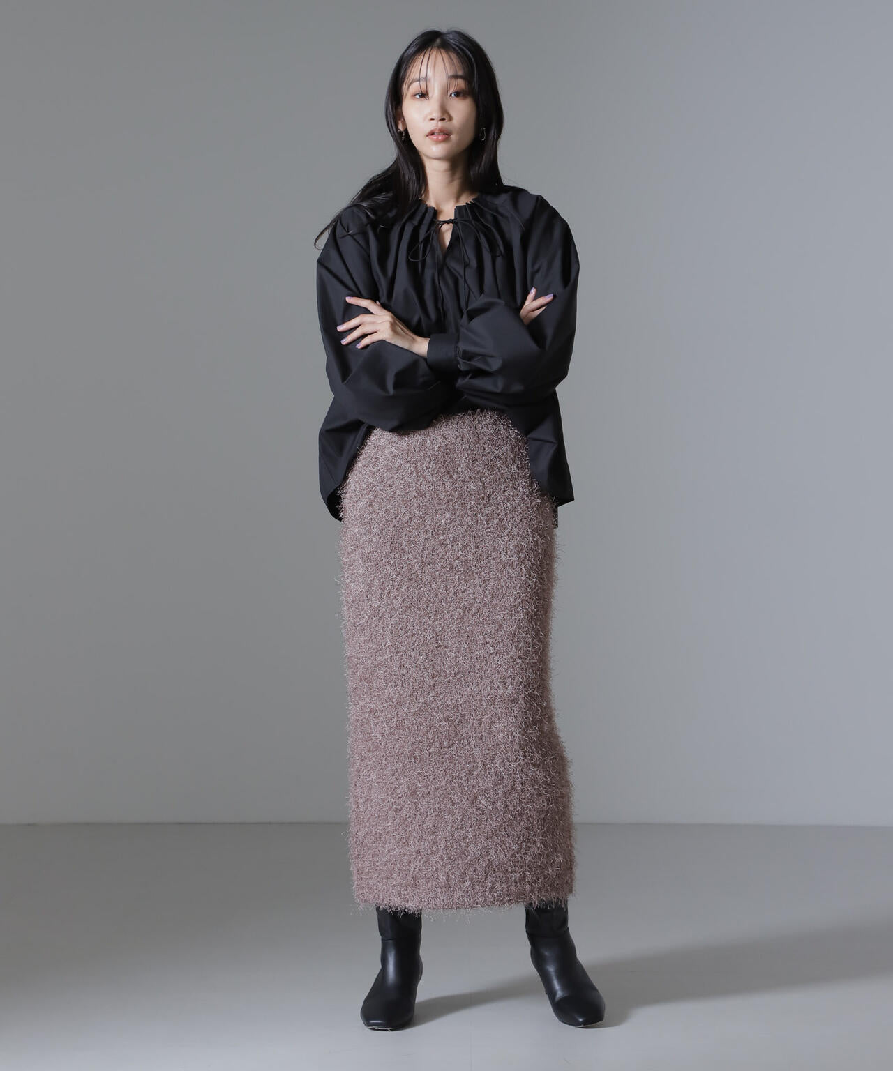 フェザーヤーンニットタイトスカート(セットアップ可) 6734230313