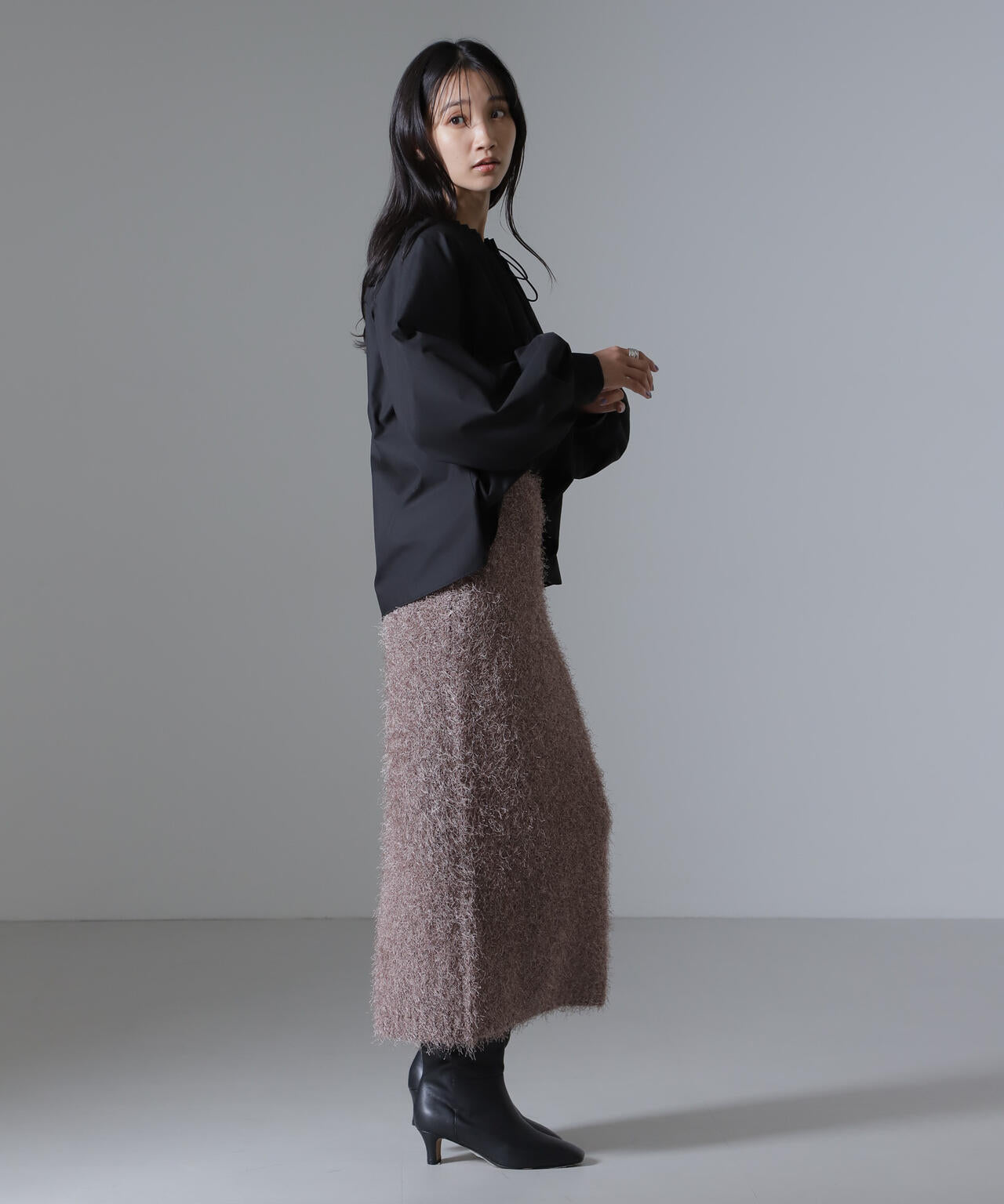フェザーヤーンニットタイトスカート(セットアップ可) 6734230313