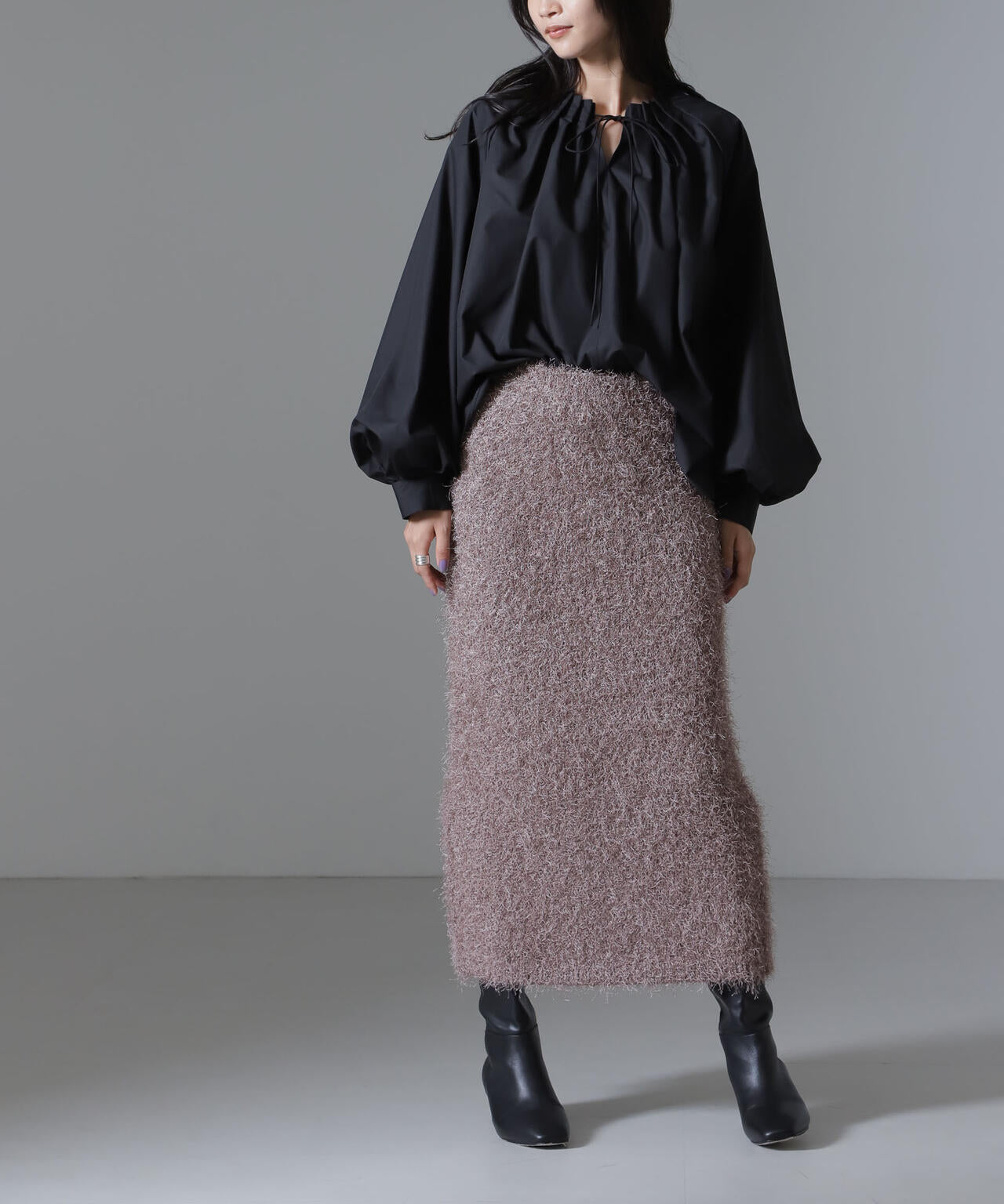 フェザーヤーンニットタイトスカート(セットアップ可) 6734230313