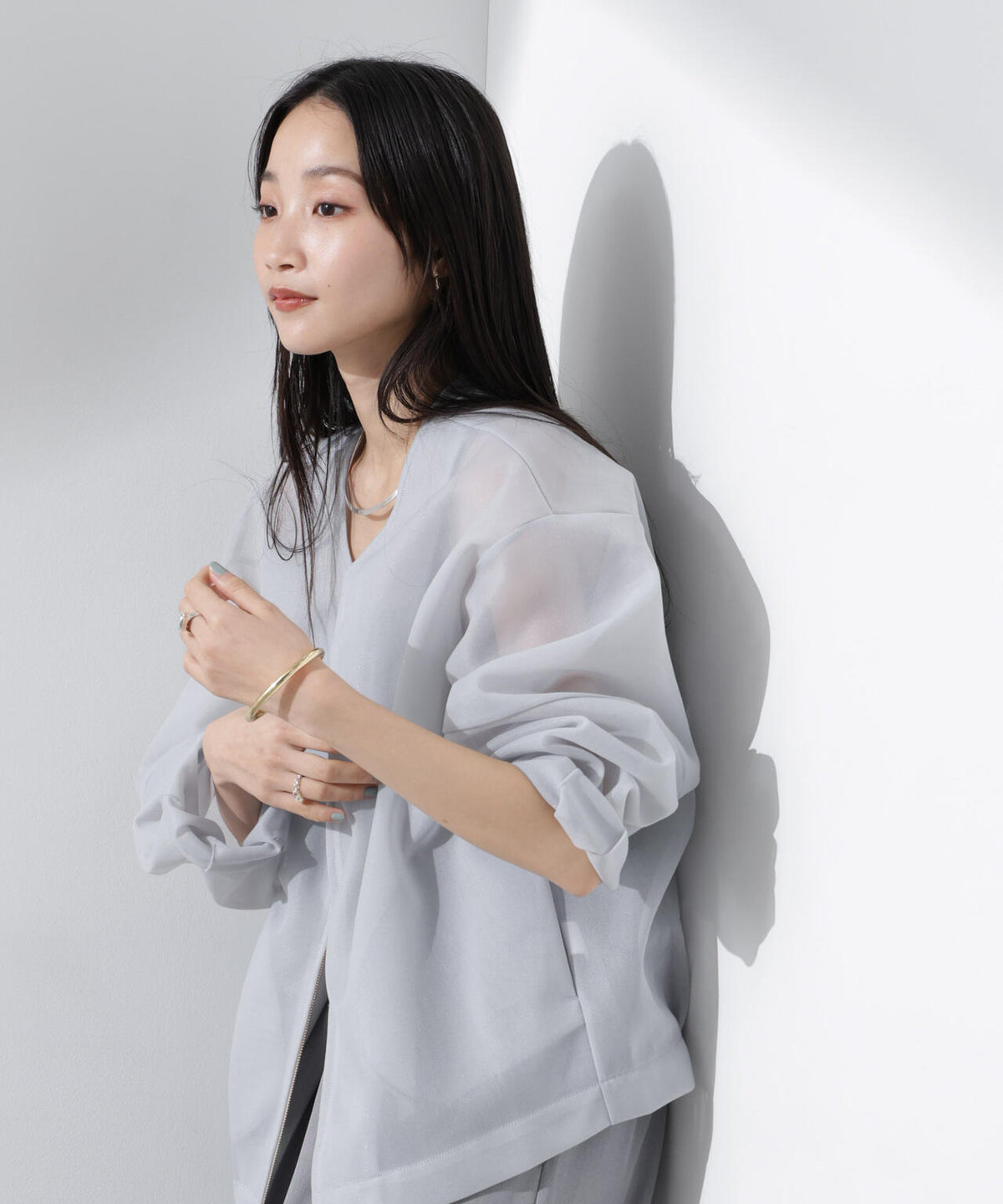 シアーダンボールカットノーカラーZIPupジャケット 6735116302