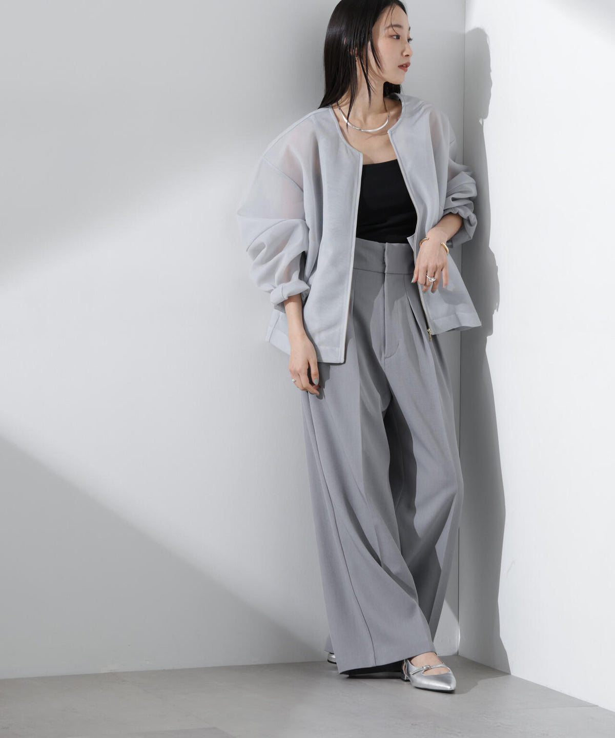 シアーダンボールカットノーカラーZIPupジャケット 6735116302