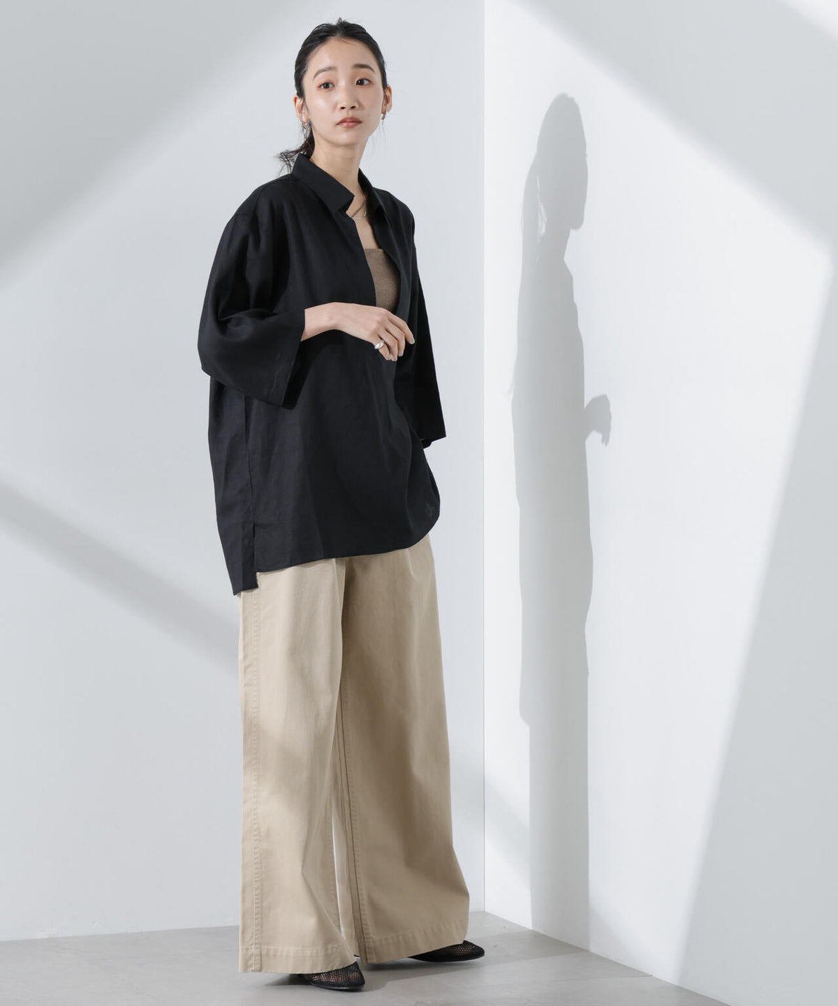 Anti Smell Linen プルオーバーVネックシャツ 6735121301