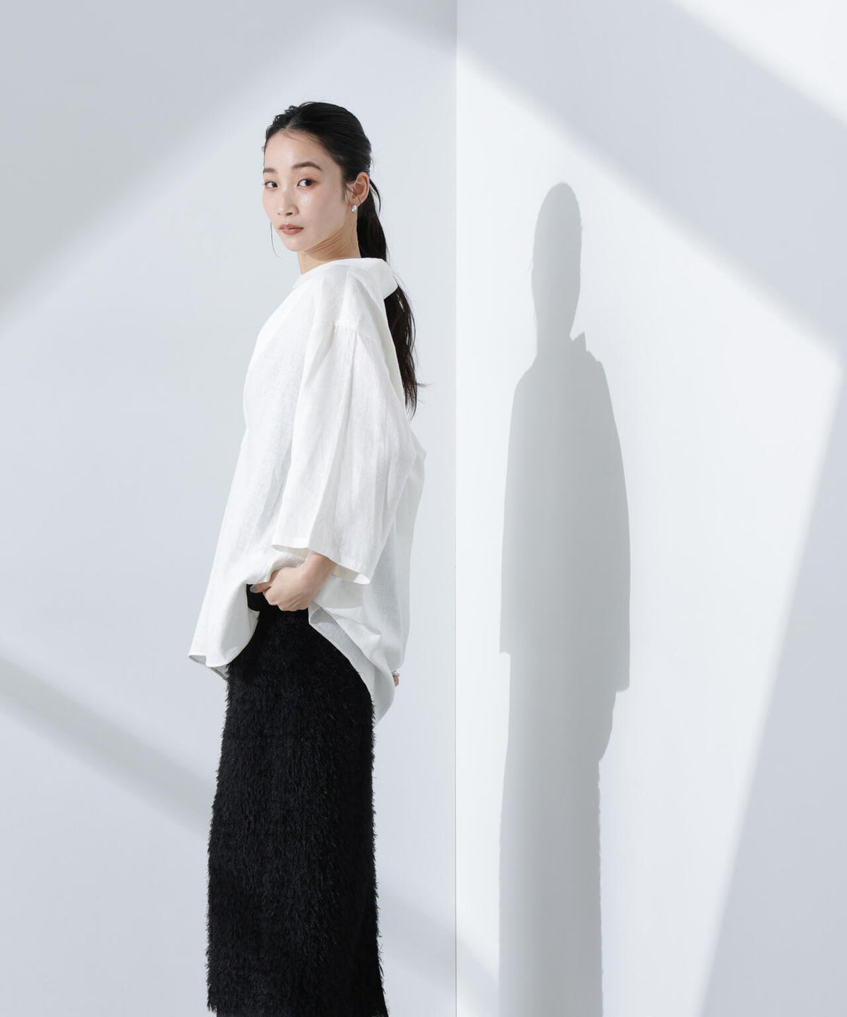 Anti Smell Linen プルオーバーVネックシャツ 6735121301