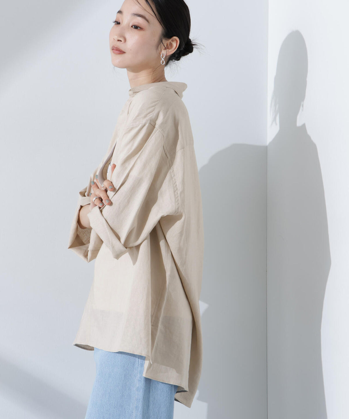 Anti Smell Linen プルオーバーVネックシャツ 6735121301