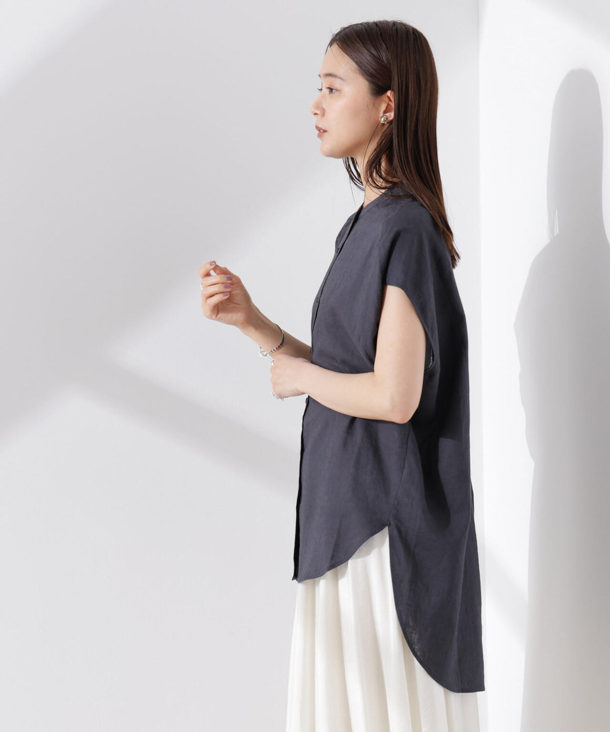 Anti Smell Linen フレンチスリーブシャツ 6735121302
