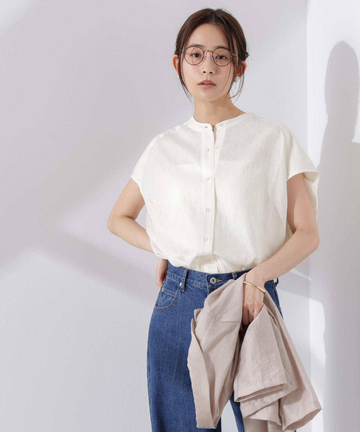 Anti Smell Linen フレンチスリーブシャツ 6735121302