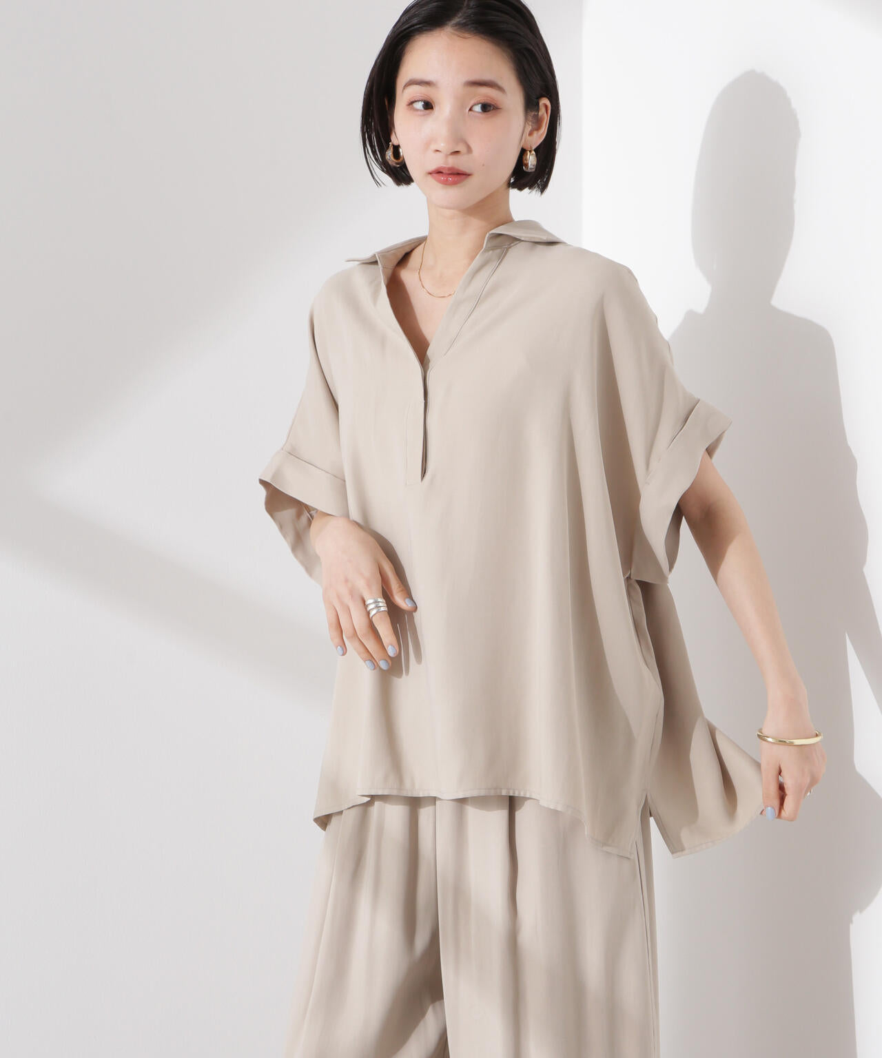 スキッパーワイドスリーブシャツ(セットアップ可) 6735121313