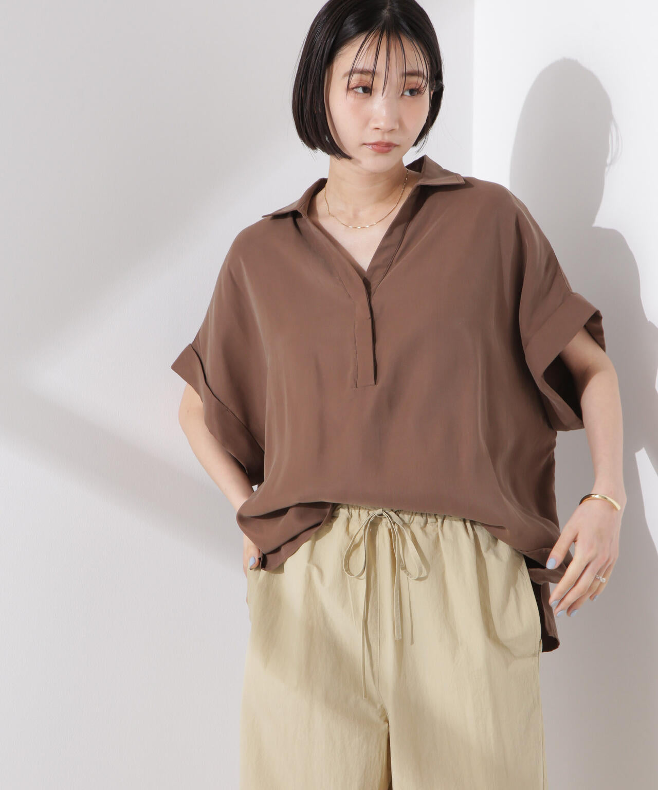 スキッパーワイドスリーブシャツ(セットアップ可) 6735121313