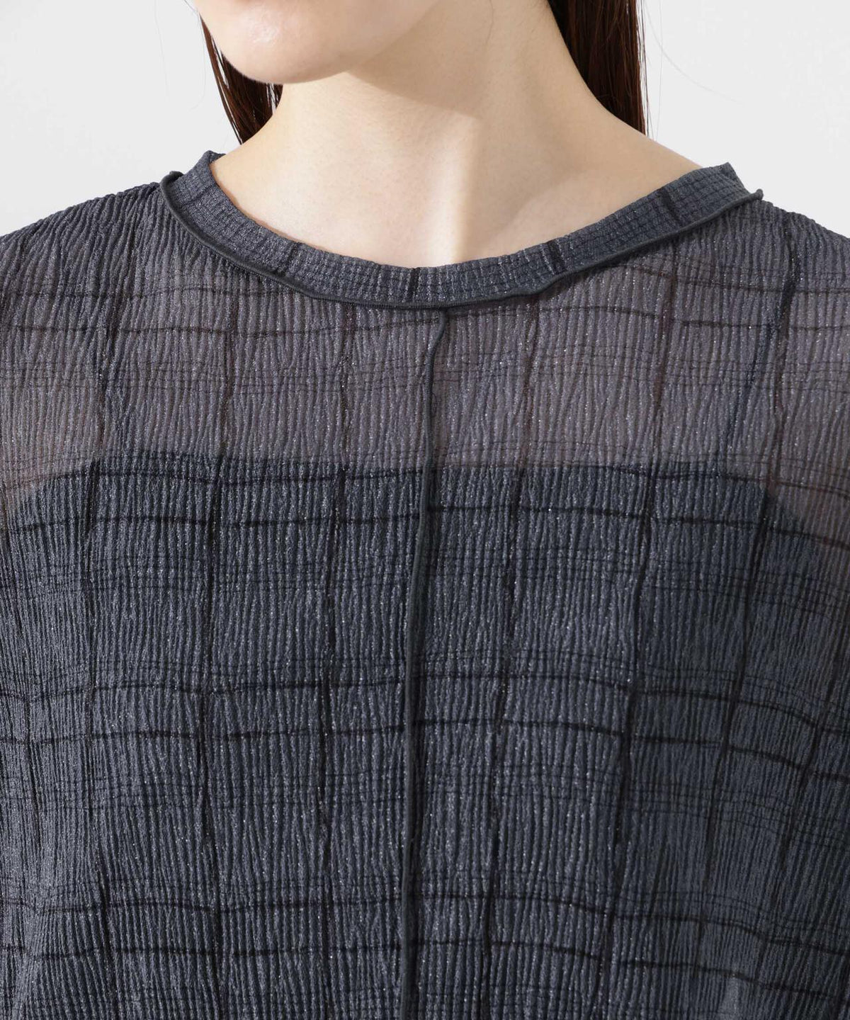 楊柳チェックシアーカットTシャツ 6735124310