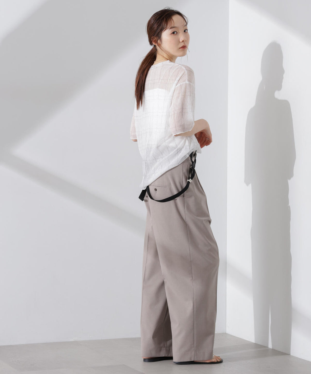 楊柳チェックシアーカットTシャツ 6735124310