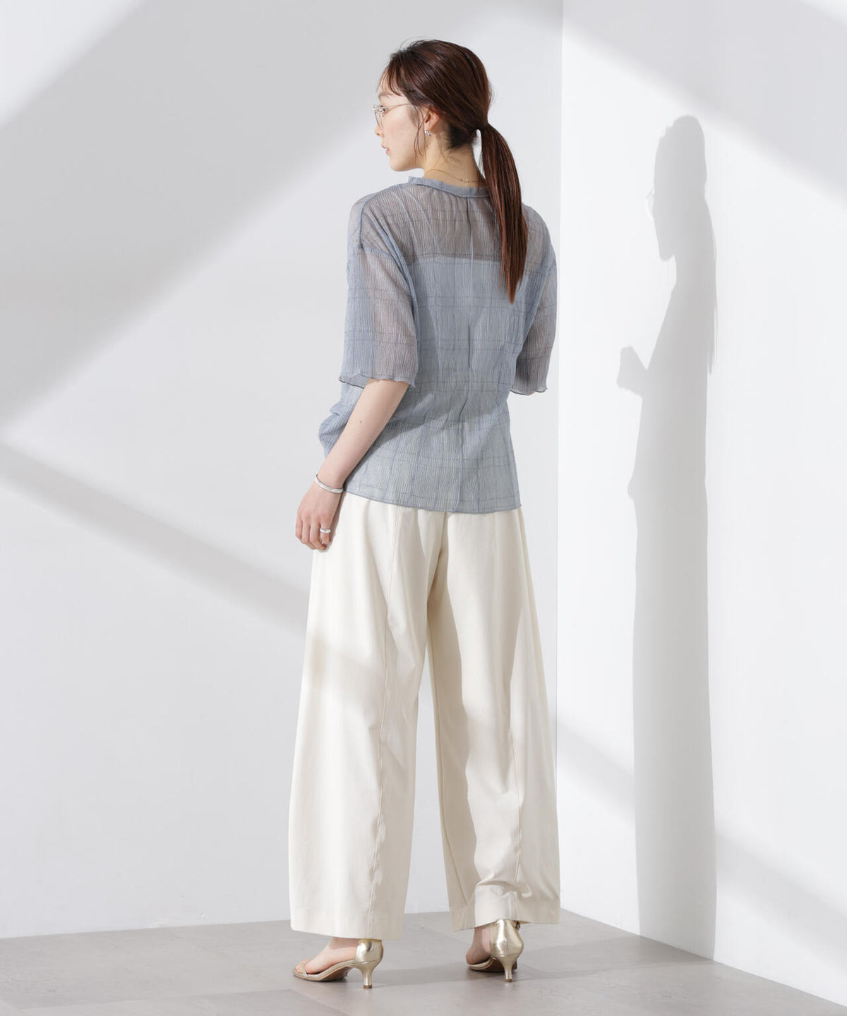 楊柳チェックシアーカットTシャツ 6735124310