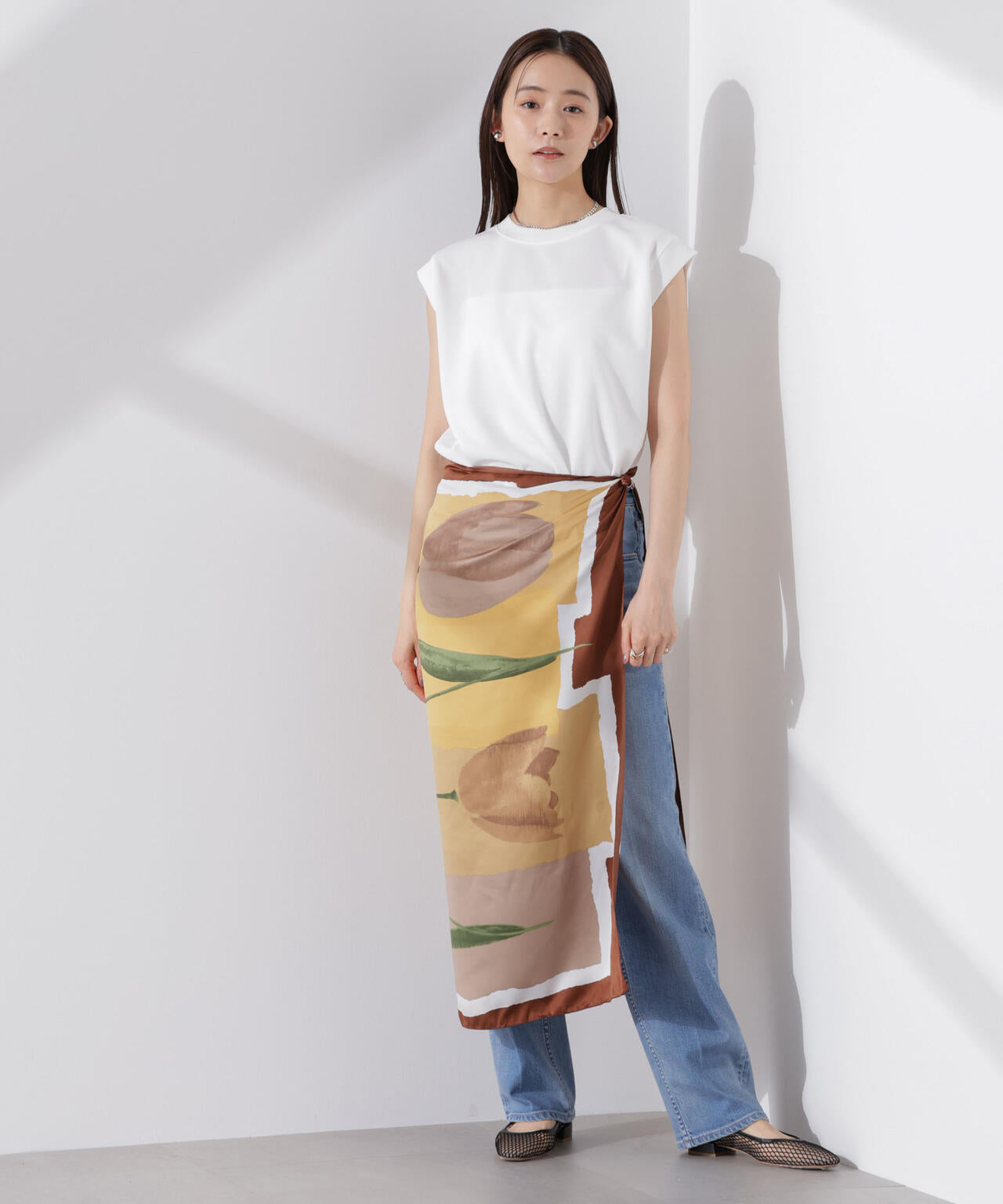 カットジョーゼットノースリーブTシャツ 6735124312