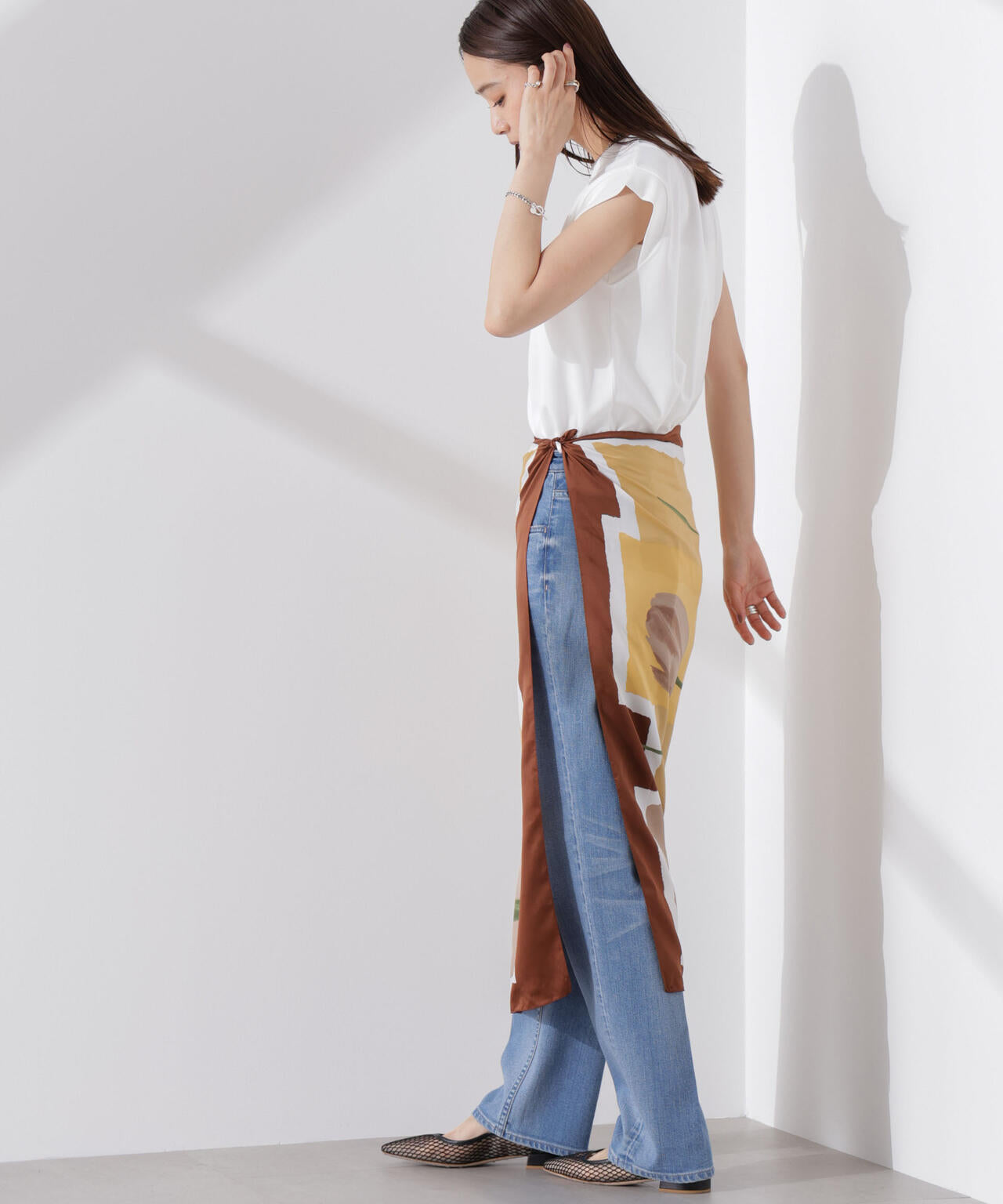 カットジョーゼットノースリーブTシャツ 6735124312