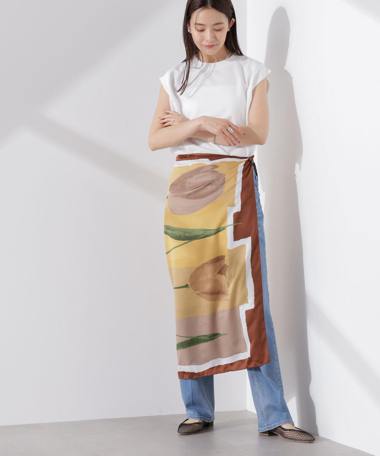 カットジョーゼットノースリーブTシャツ 6735124312