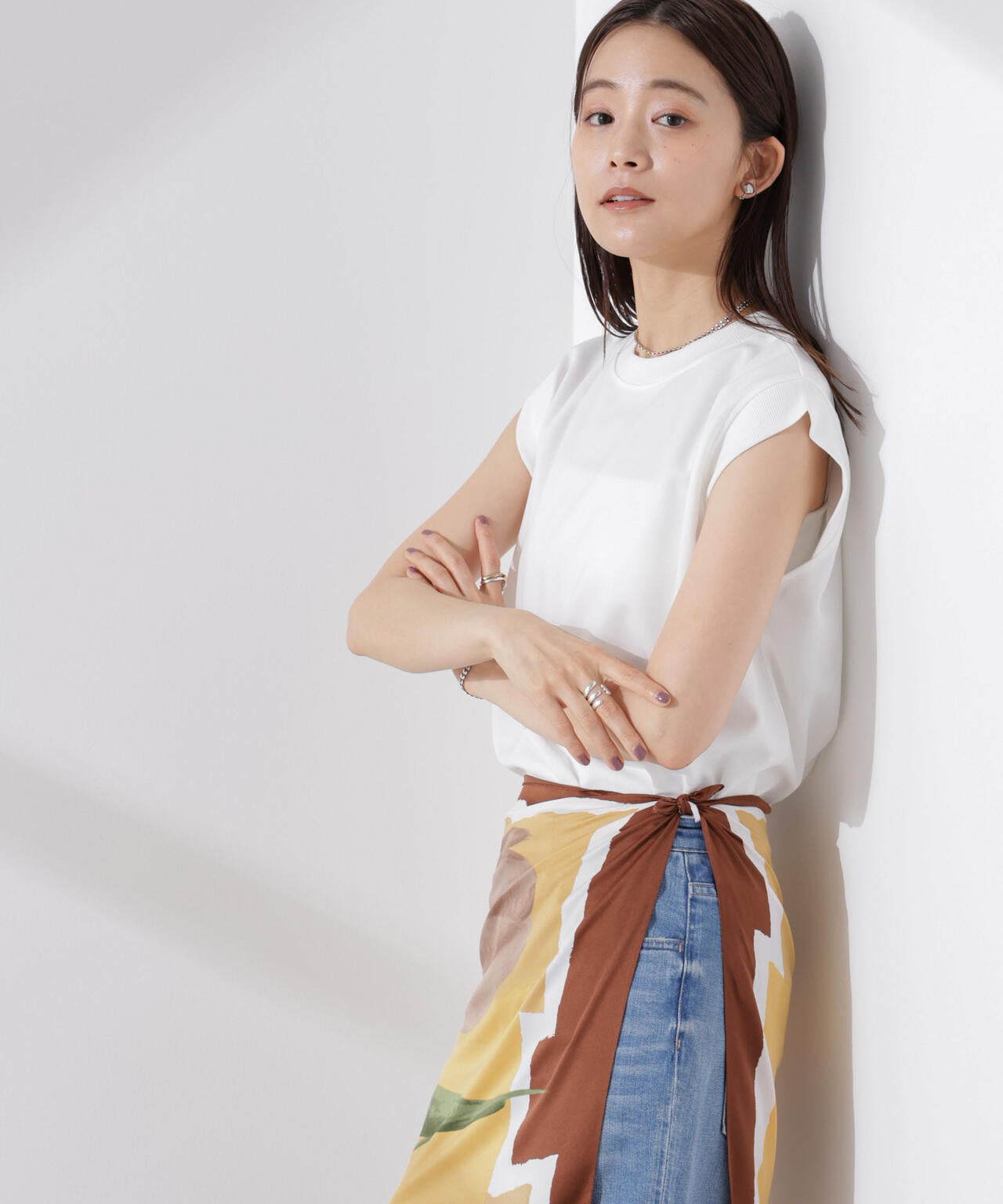 カットジョーゼットノースリーブTシャツ 6735124312