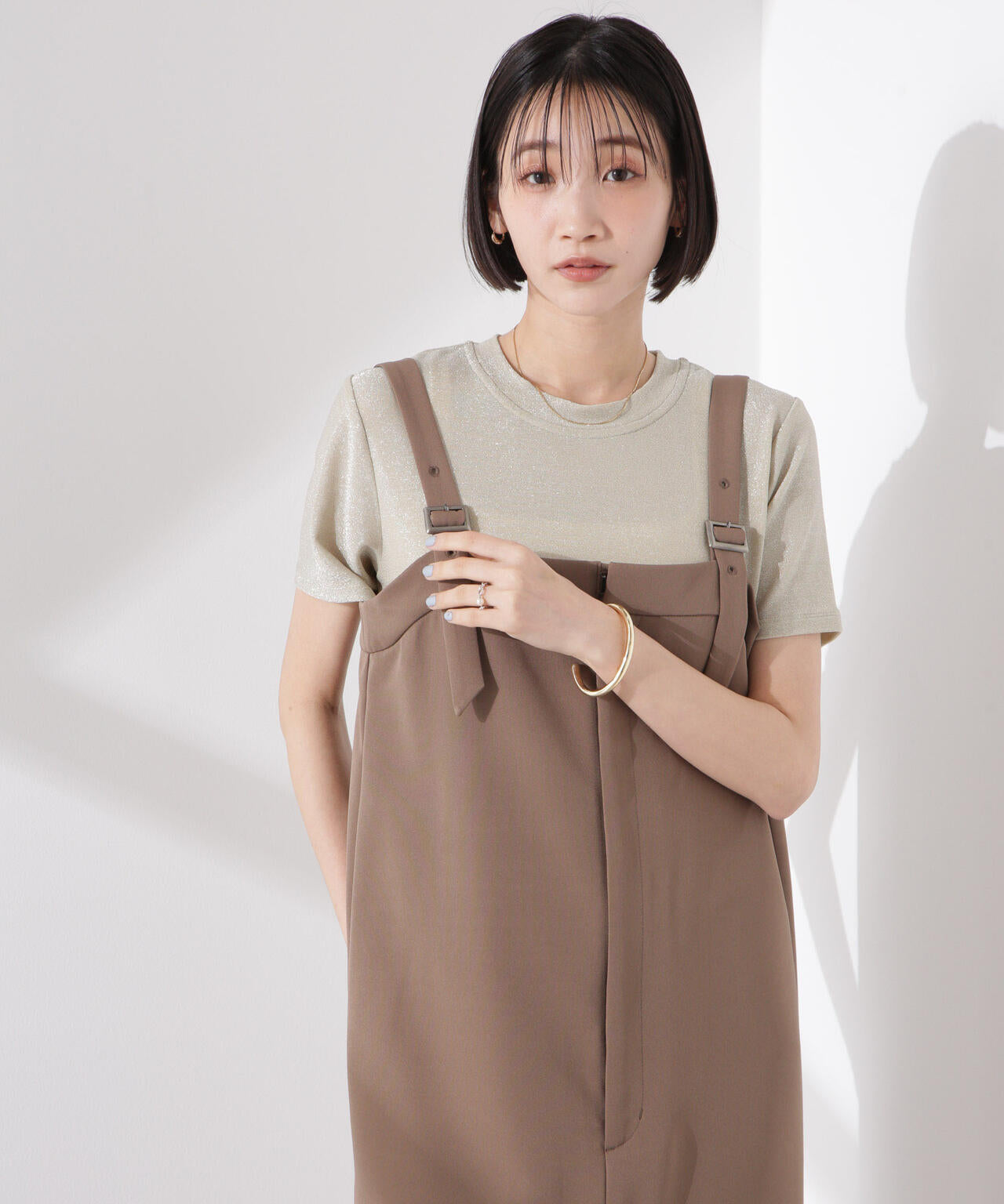 ラメカットクルーネックTシャツ 6735124320
