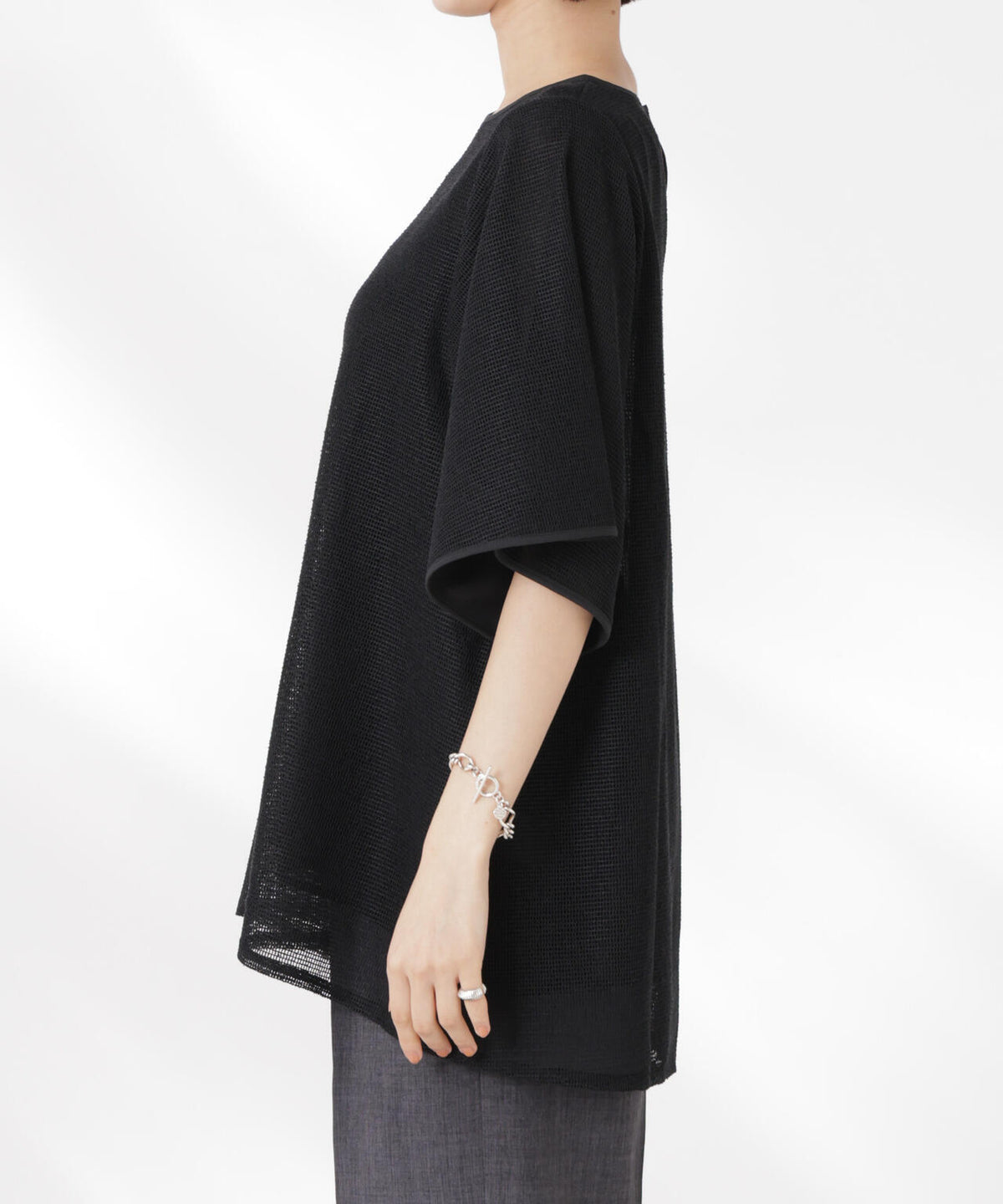 メッシュ×シフォンコンビチュニックトップス 6735124323