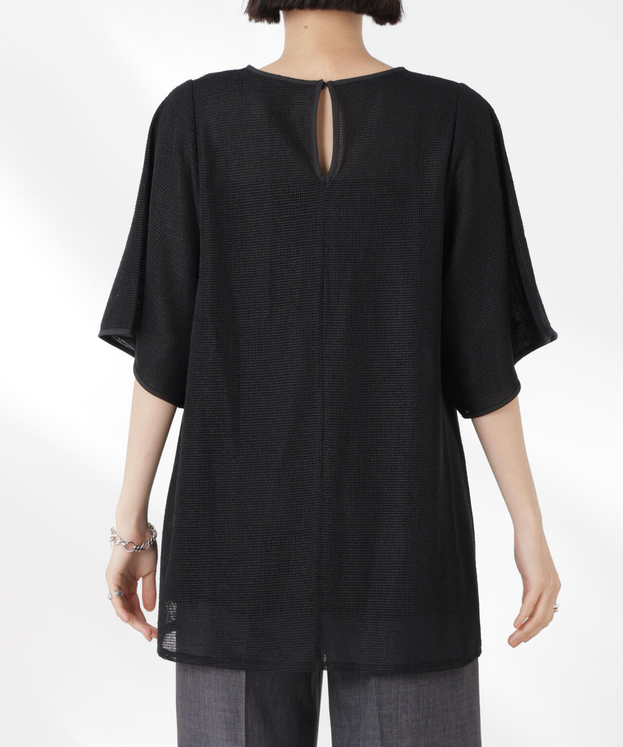 メッシュ×シフォンコンビチュニックトップス 6735124323