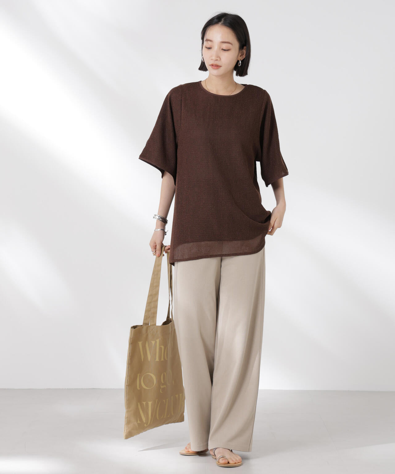 メッシュ×シフォンコンビチュニックトップス 6735124323