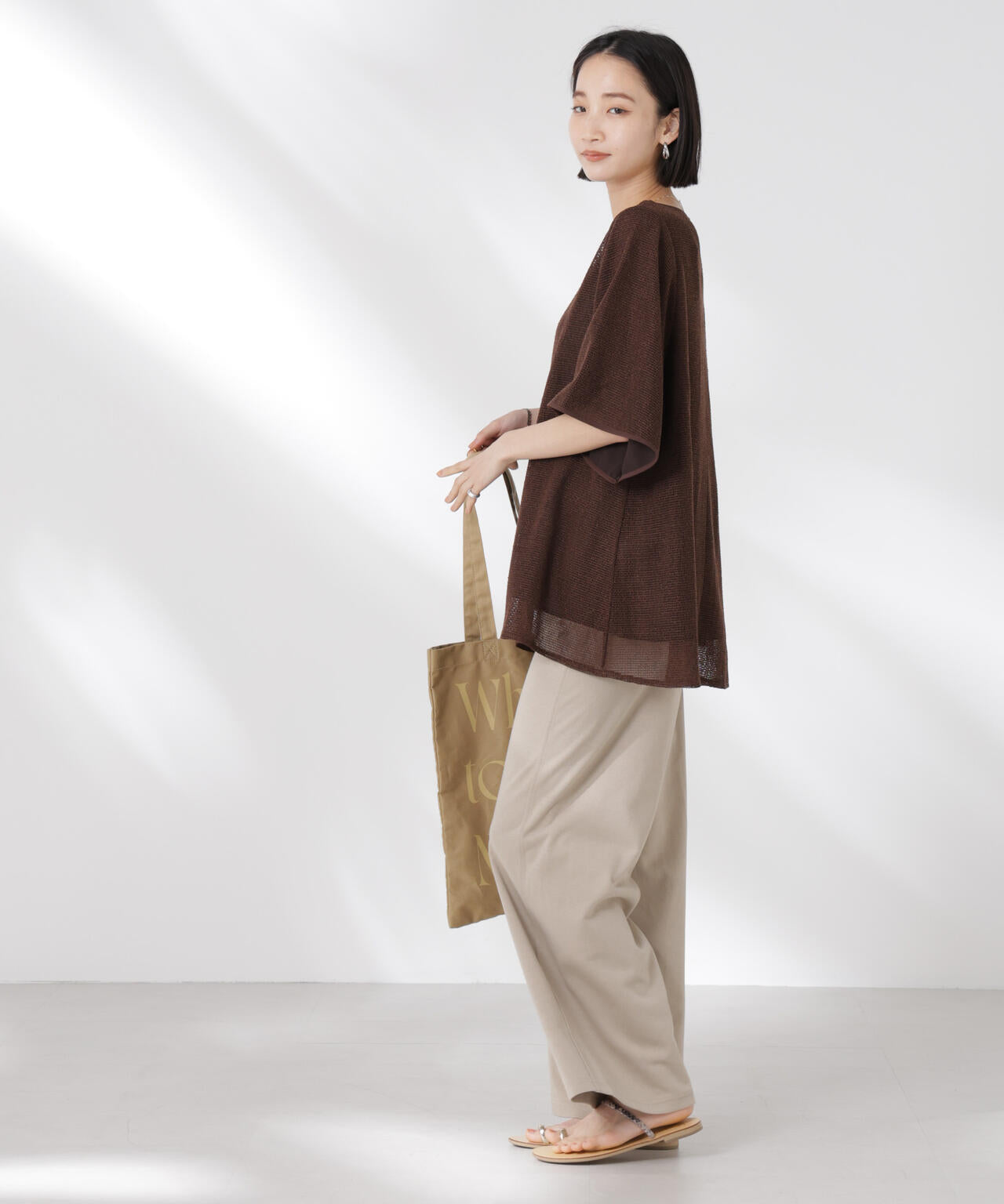 メッシュ×シフォンコンビチュニックトップス 6735124323
