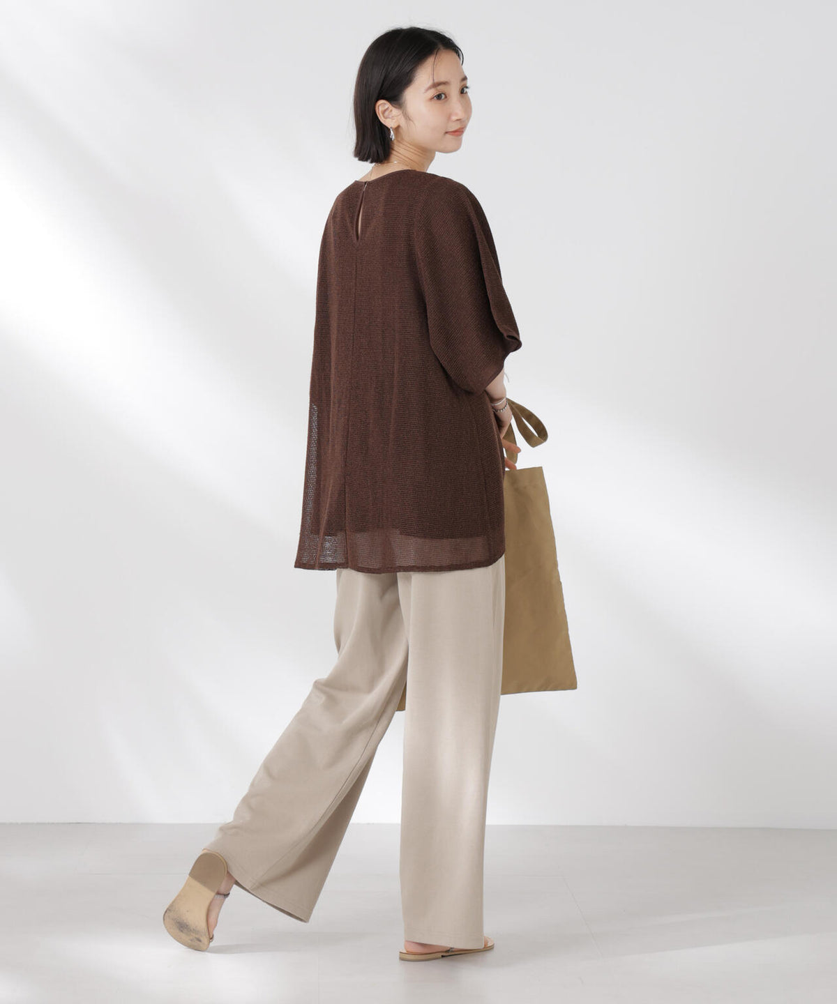 メッシュ×シフォンコンビチュニックトップス 6735124323