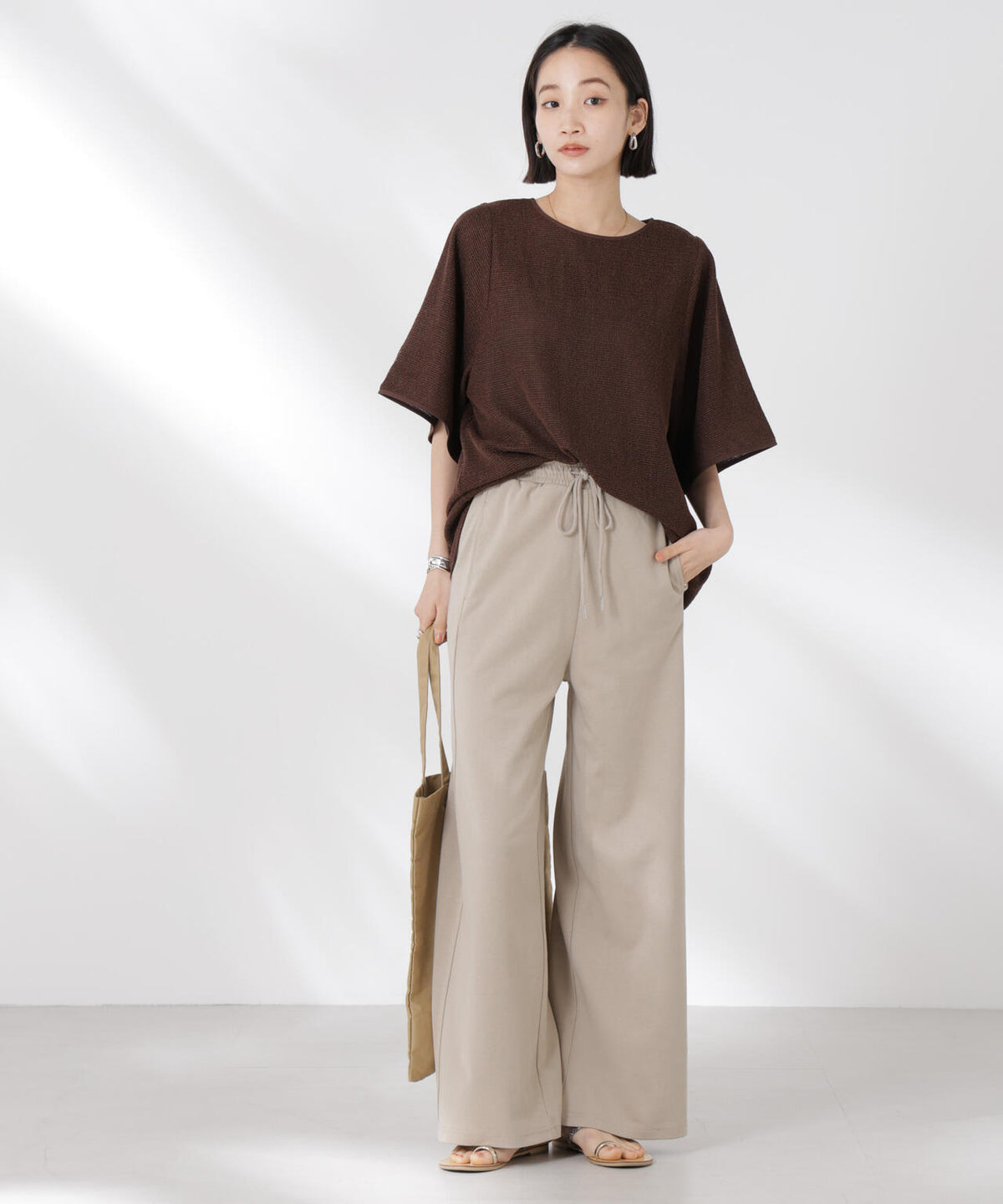 メッシュ×シフォンコンビチュニックトップス 6735124323