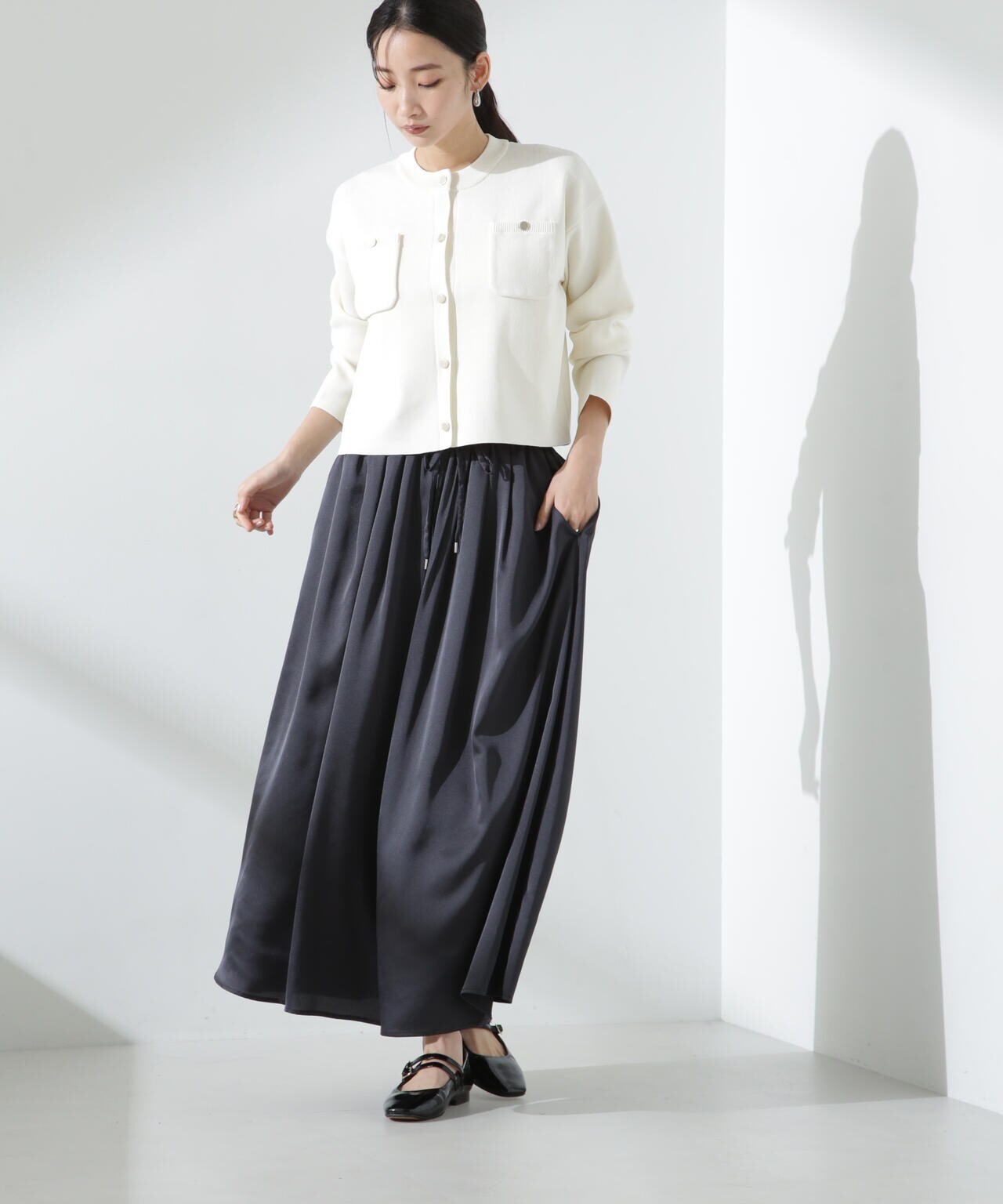 サテンギャザースカートパンツ(セットアップ可) 6735127306
