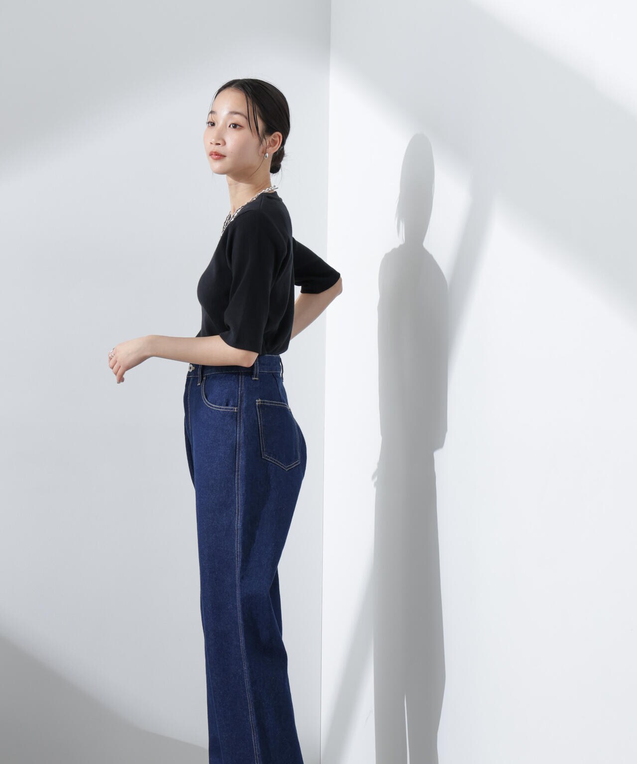 テーパードストレートデニムパンツ(セットアップ可) 6735127308